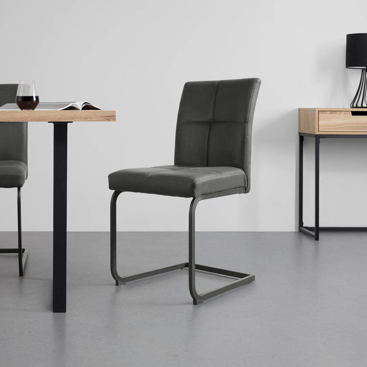 Scaun cantilever COOPER - negru/gri, Modern, metal/textil (45/93/60cm) - Mömax
