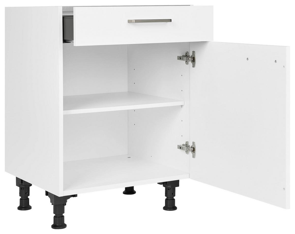 Schubkastenunterschrank Touch Weiß - Edelstahlfarben/Weiß, MODERN, Holzwerkstoff/Metall (60/87/56cm) - Nobilia