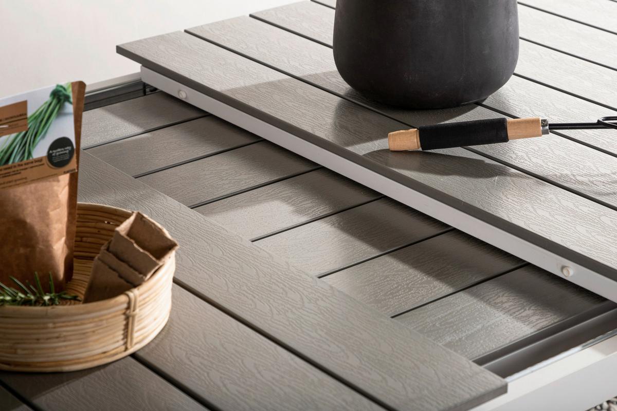 GARTENTISCH LEVELS - Weiß/Grau, KONVENTIONELL, Metall (229/100/75cm) - Gardenson