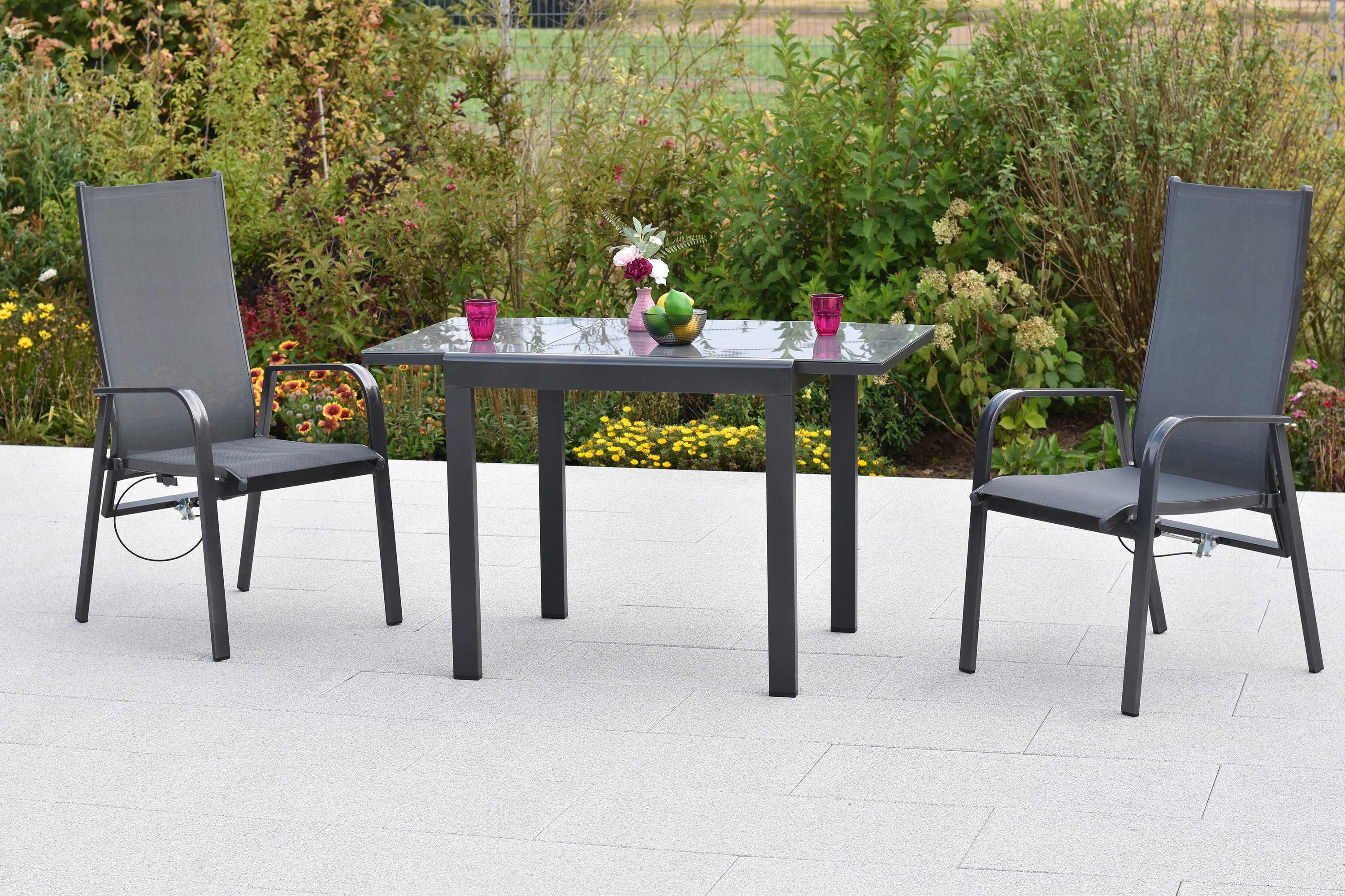 GARTENSET ALASSIO - Graphitfarben/Grau, MODERN, Textil/Metall - Gardenson