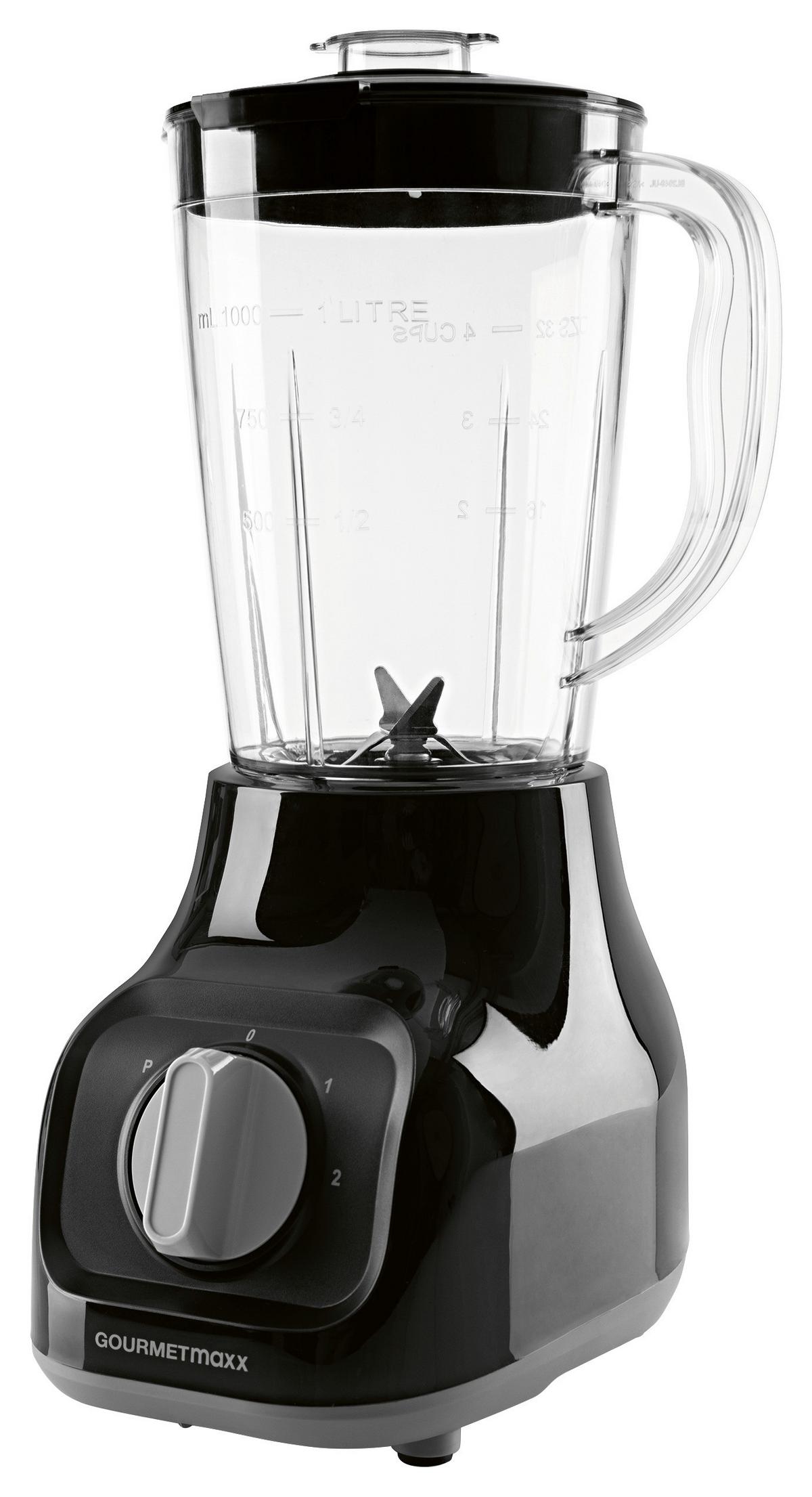 Standmixer Gourmetmaxx Schwarz/Transparent ca. 1,5l - Transparent/Schwarz, KONVENTIONELL, Kunststoff/Metall (35,5/18,5/23cm)