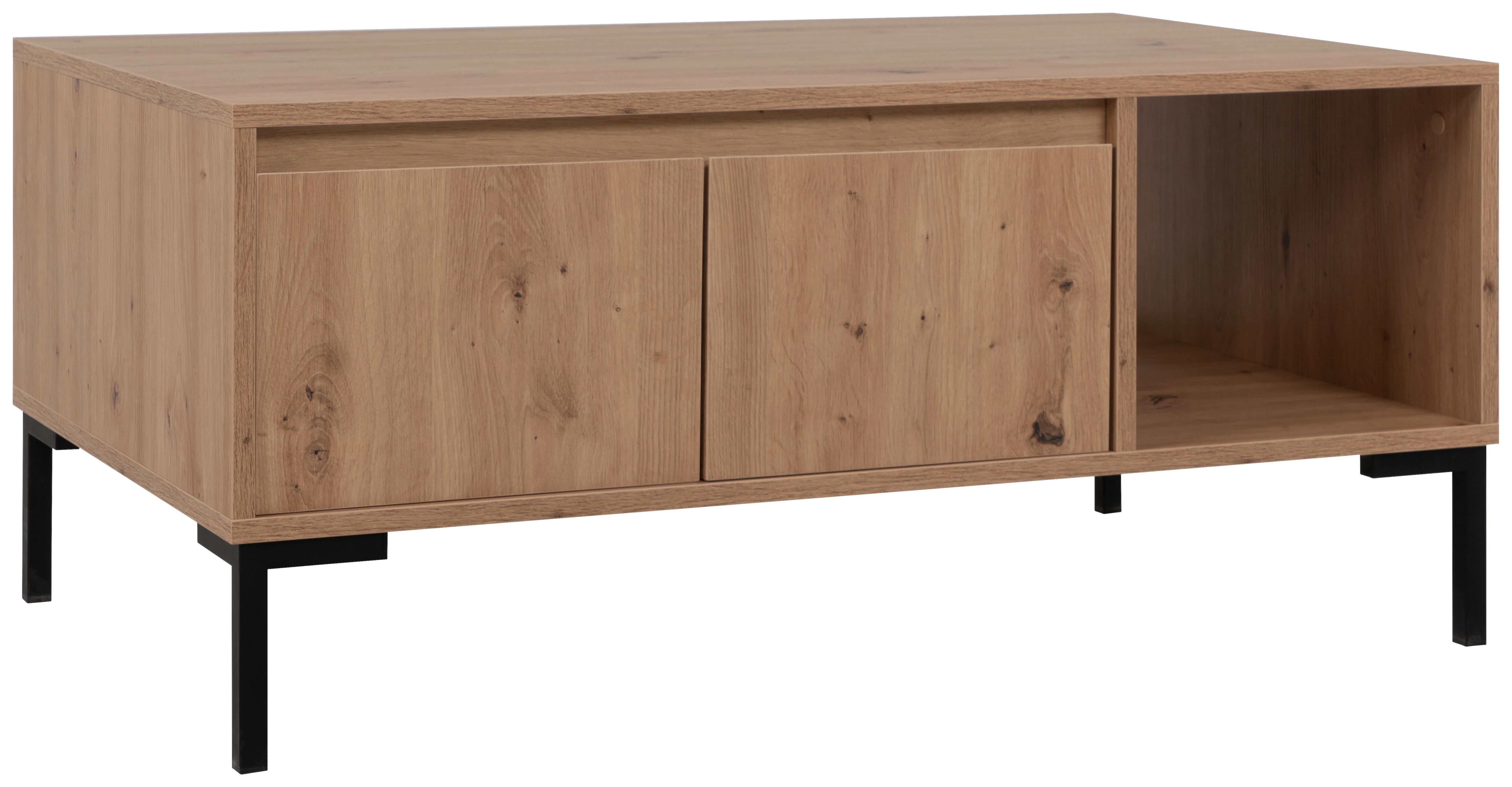 STOLIK KAWOWY KORSIKA 55B - czarny/dąb artisan, Design, materiał drewnopochodny/metal (100/60/43cm) - MID.YOU