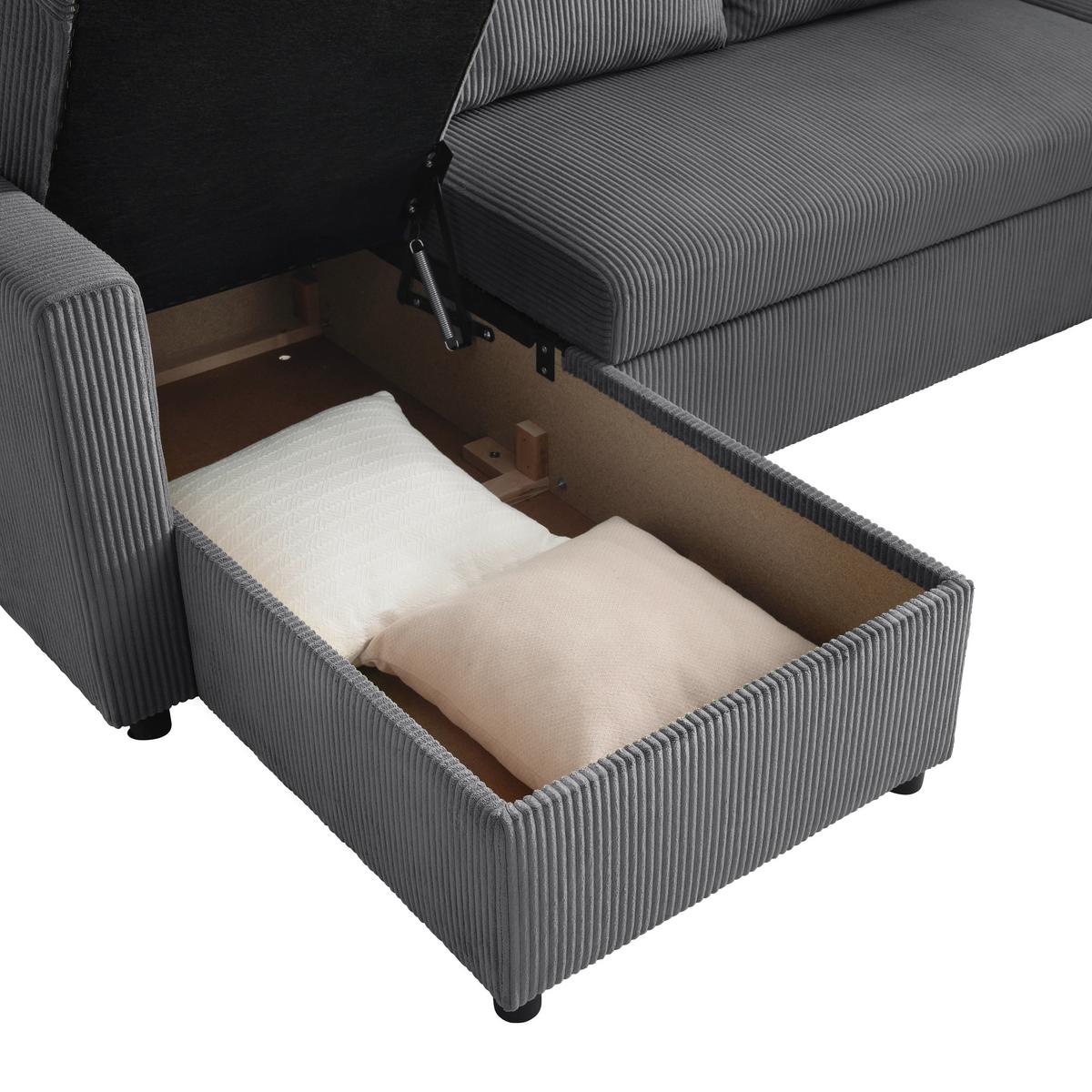 Sarokkanapé Martina - antracit, Modern, faalapú anyag/textil (276/89/204cm) - Mömax