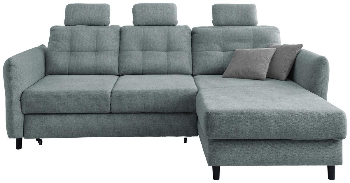 Wohnlandschaft Brizzini Mintgrau Chenille - Mintgrau/Blau, MODERN, Holz/Textil (250-280/176cm) - Livetastic