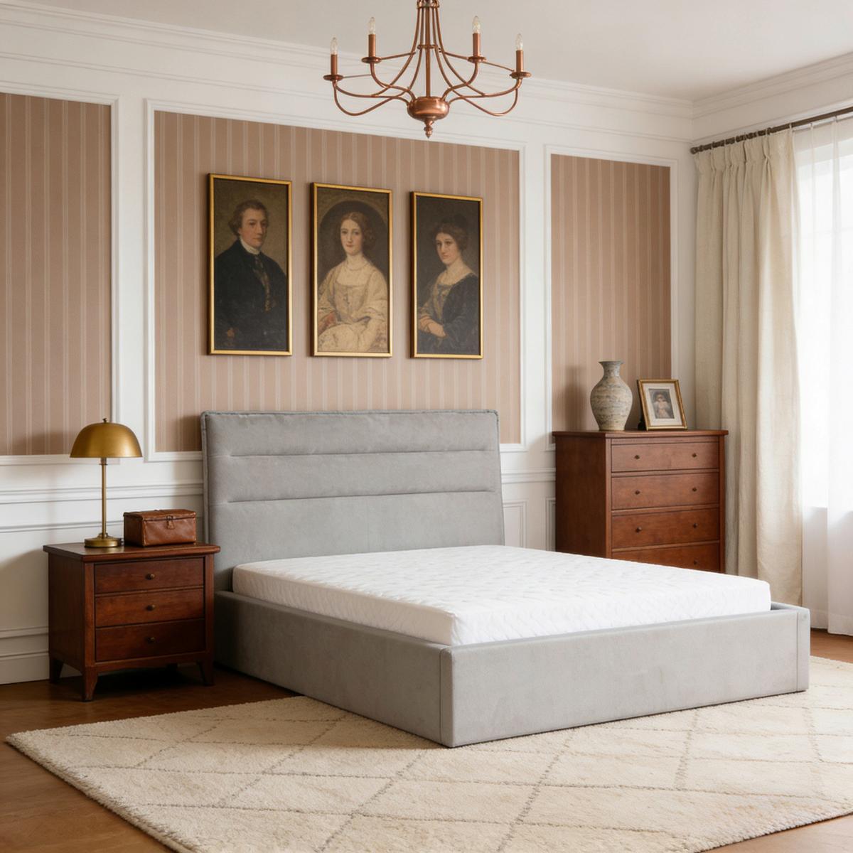 Polsterbett Sienna Hellgrau Ca. 120x200cm - Hellgrau/Schwarz, Lifestyle, Holz/Kunststoff (120/200cm) - Based