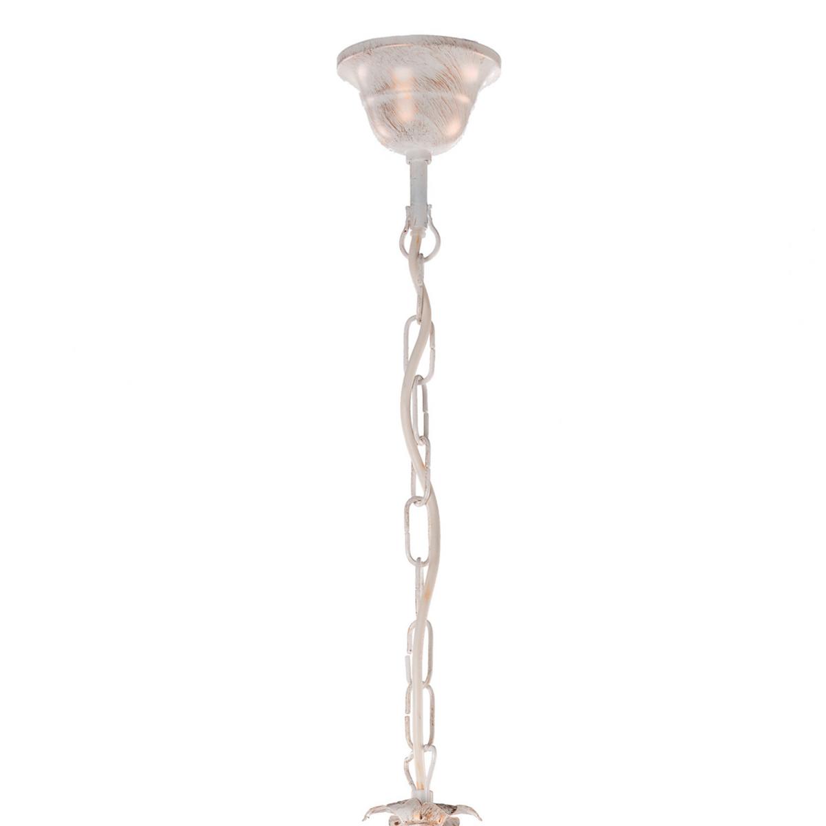Kristall-Hängeleuchte Teresa Weiß max. 6 Watt - Weiß, KONVENTIONELL, Glas/Metall (53/100cm)