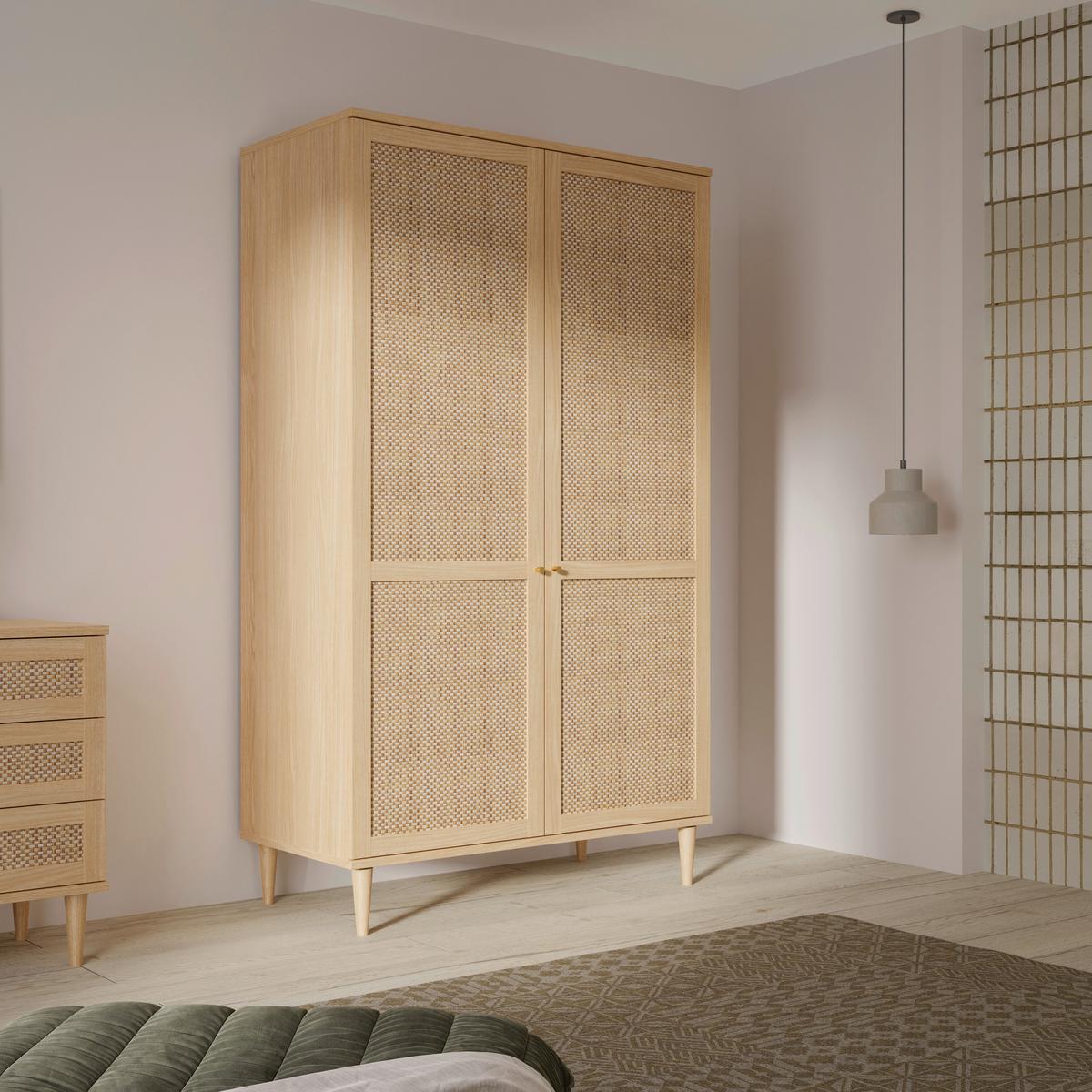 DULAP CU UșI ROTATIVE CALASETTA - culoare lemn stejar, Natur, material pe bază de lemn (110,1/208,1/52,1cm) - Zandiara
