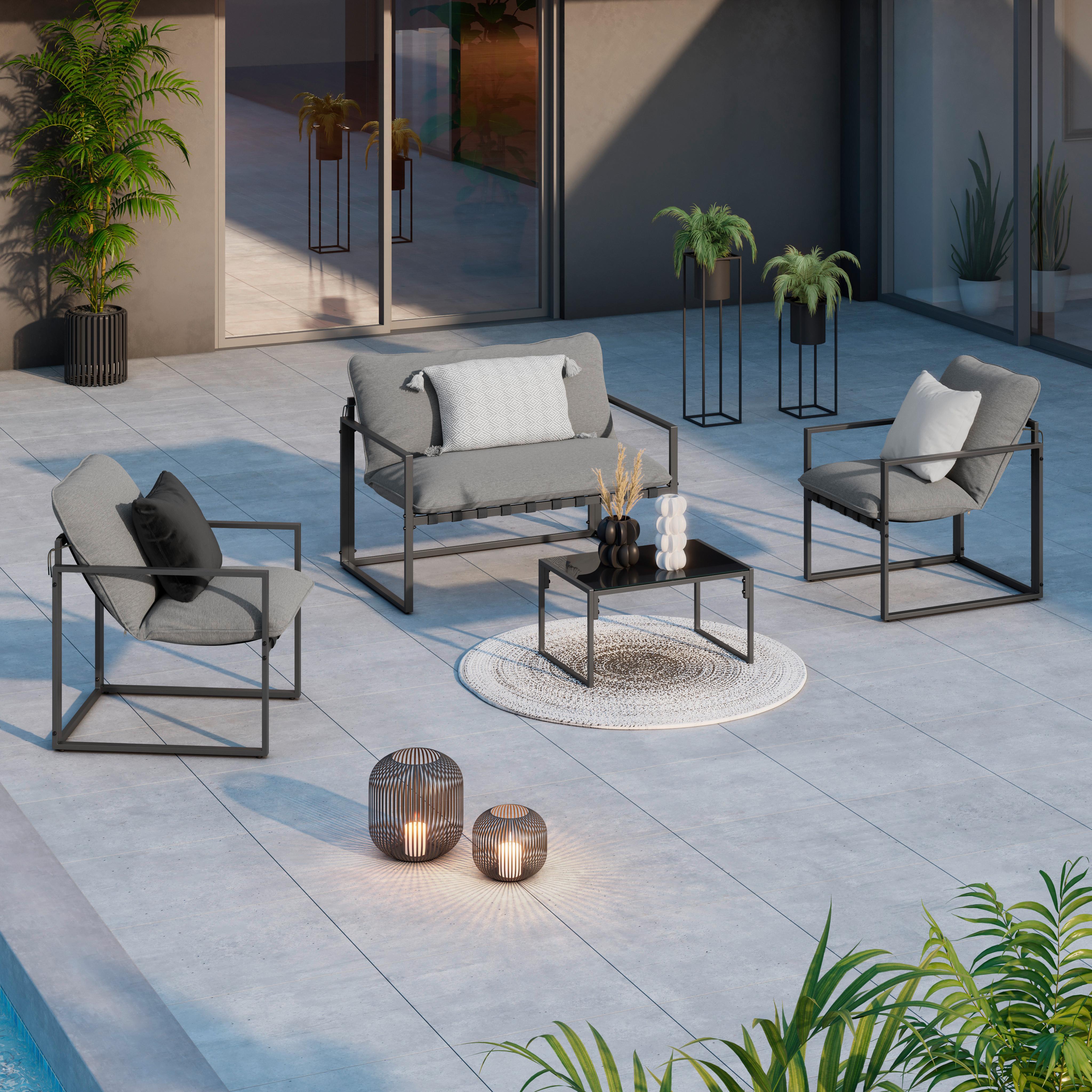 Vrtni Set Lucia - tamno siva/svijetlo siva, Basics, staklo/metal