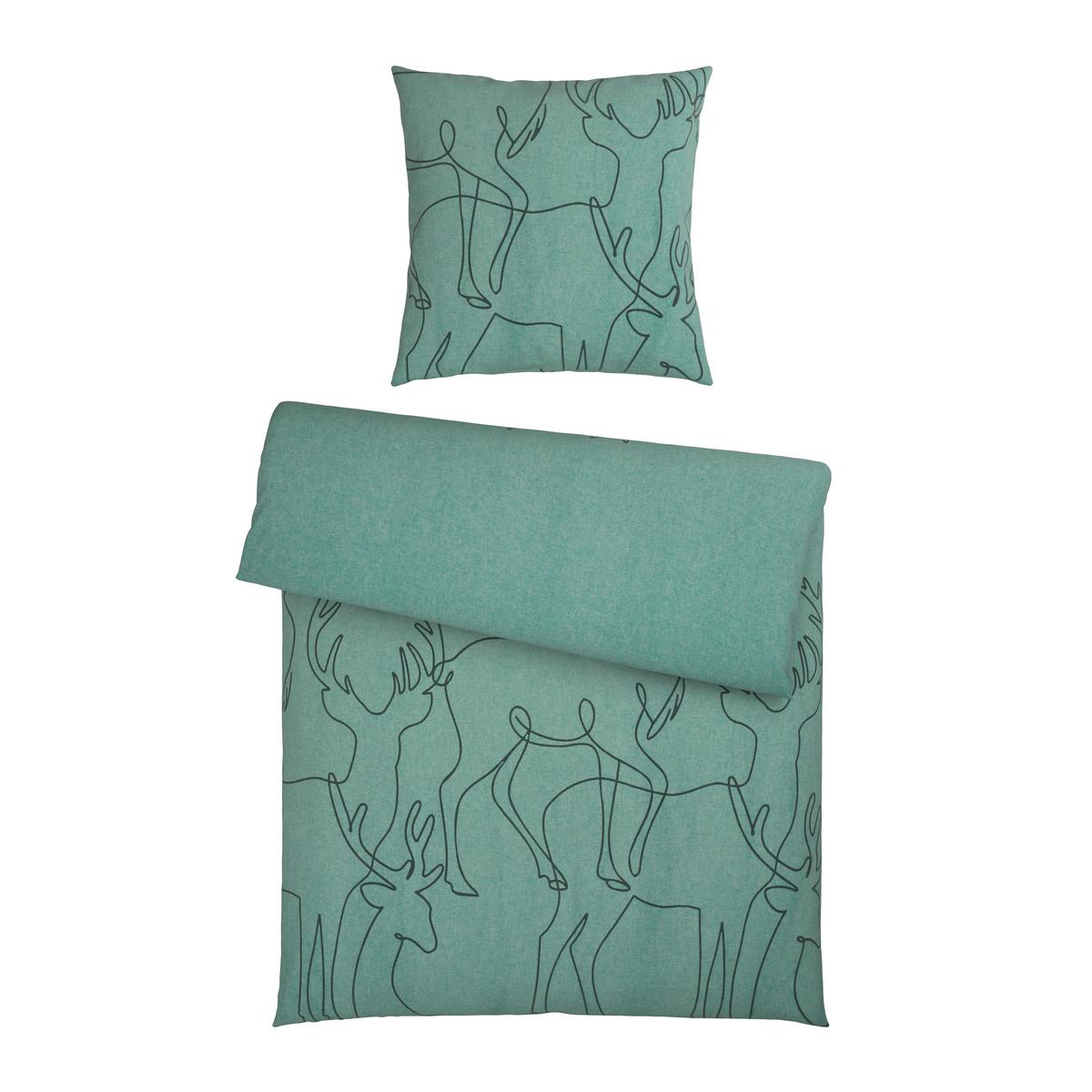 POŚCIEL MELANGE - ciemnozielony, Design, tkanina (135/200cm) - Novel