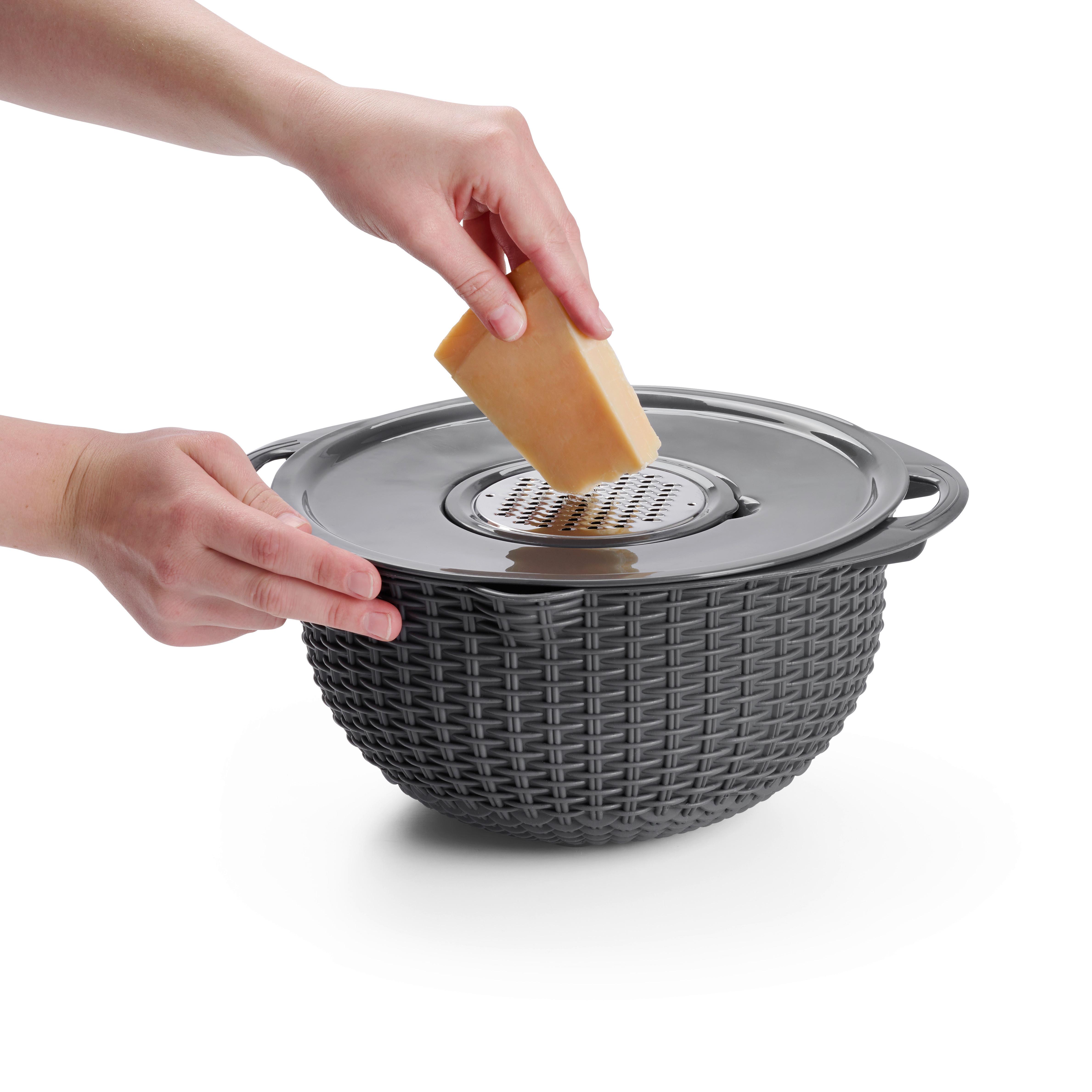 Sită pentru bucătărie Micha 4 în 1 - gri închis/culoare stejar argintiu, Konventionell, plastic/metal (32/14cm) - Mömax
