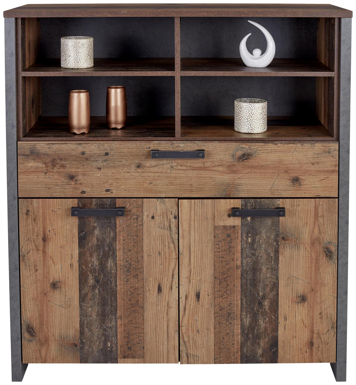 Visoka Komoda Clif - temno siva/črna, Moderno, kovina/umetna masa (107/128/42cm) - Zandiara