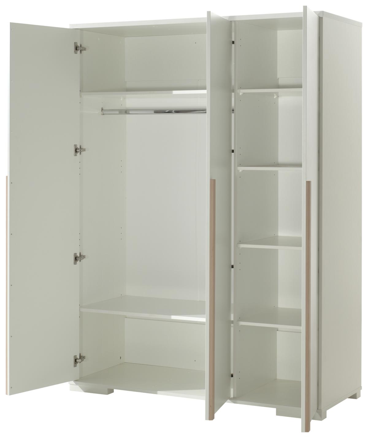 DREHTÜRENSCHRANK London B: 145,6 cm Weiß - Buchefarben/Weiß, MODERN, Holz/Holzwerkstoff (145,6/195,2/56cm) - MID.YOU