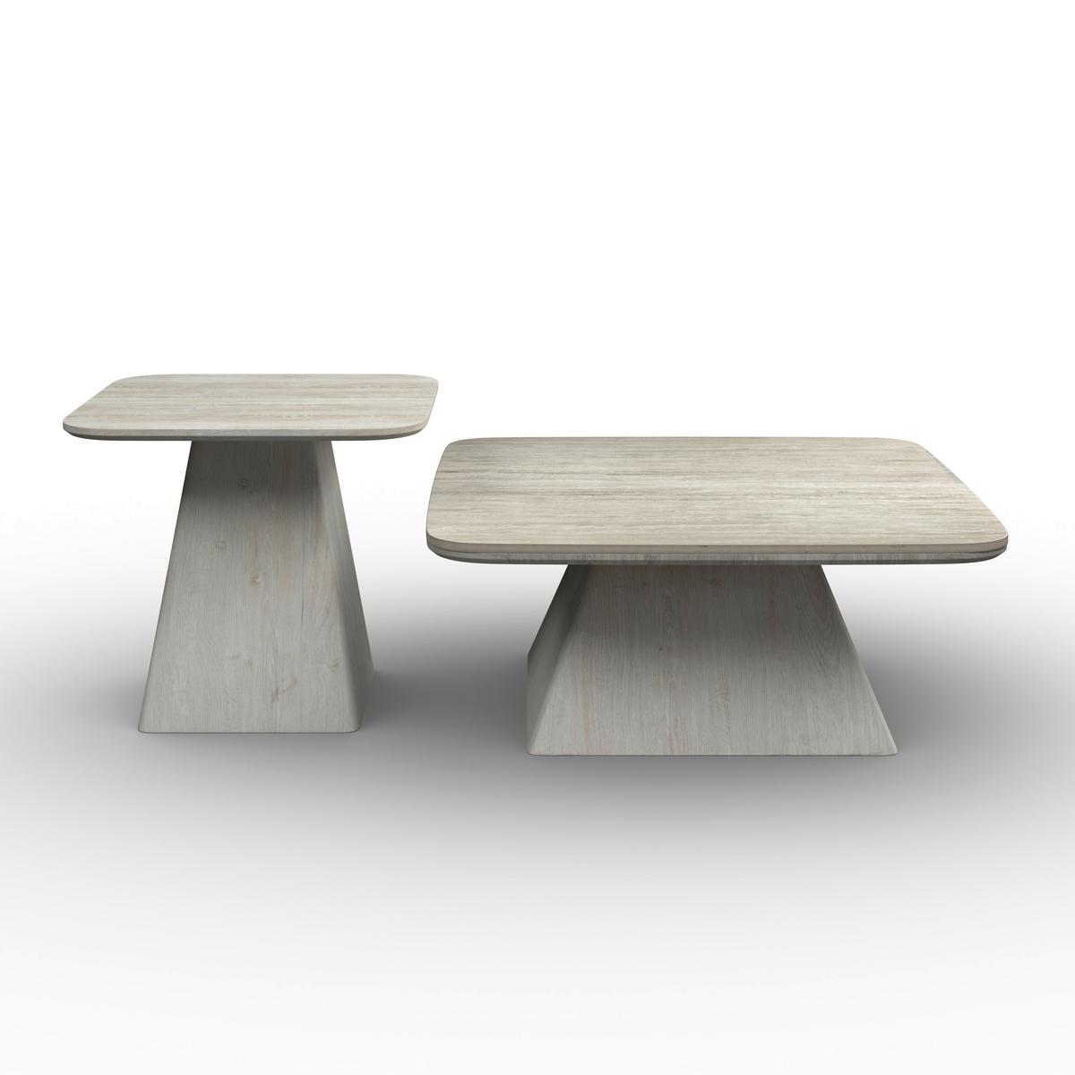 Couchtisch Thiago Creme 2-er Set MDF/Stein - Creme, MODERN, Holzwerkstoff/Stein - Bessagi Home
