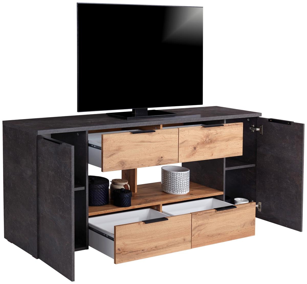 Masă pentru televizor Bernd - gri, Modern, material pe bază de lemn (180/70/40cm) - Modern Living