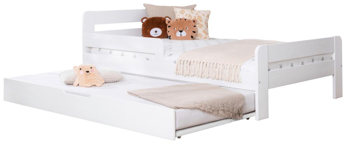 Bett Bennet mit Ausziehbett ca. 120x200 cm Weiß - Naturfarben/Weiß, MODERN, Holz/Textil (120/200cm) - MID.YOU
