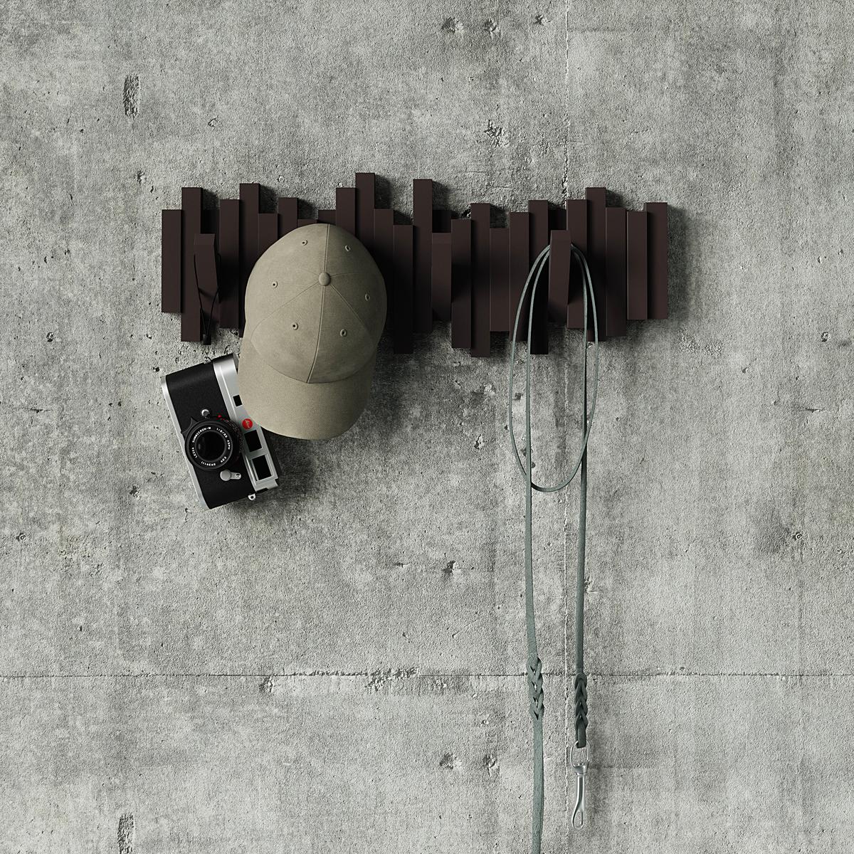 WIESZAK ŚCIENNY 318211-213 - brązowy, Basics, tworzywo sztuczne (49/18/3cm) - Umbra