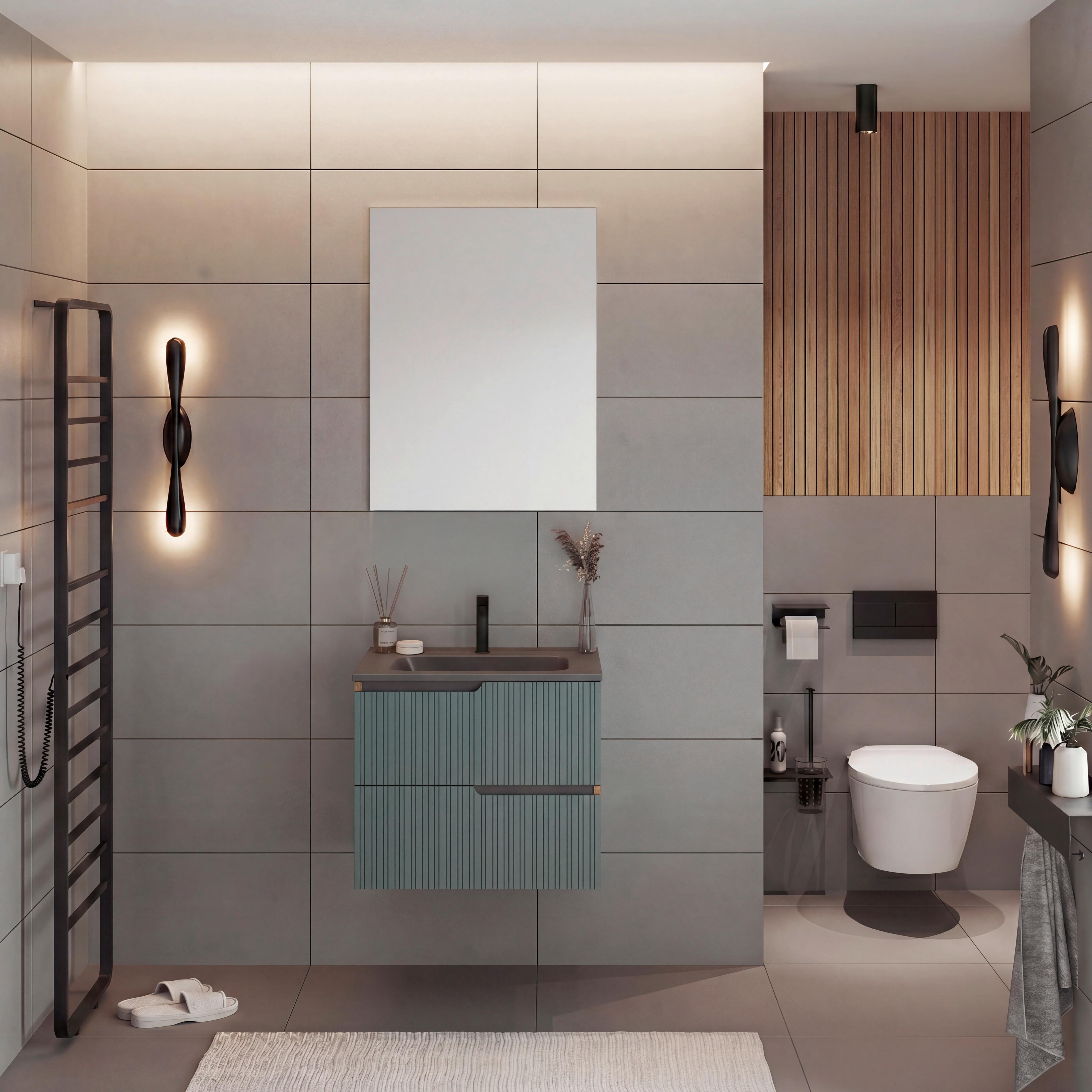 Element Ispod Umivaonika Winter - šumska zelena/taupe, Moderno, drvni materijal (60/51/46cm)