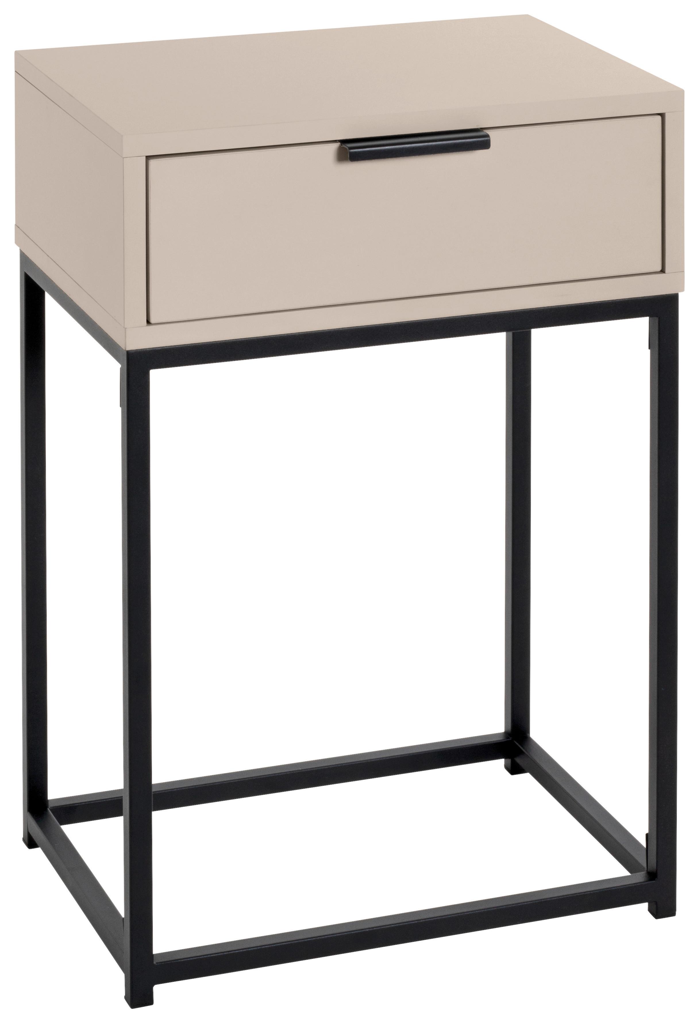Nachtkästchen Ilva Kaschmir/Schwarz - Kaschmir/Schwarz, KONVENTIONELL, Holzwerkstoff/Metall (40/60/28cm) - Mömax
