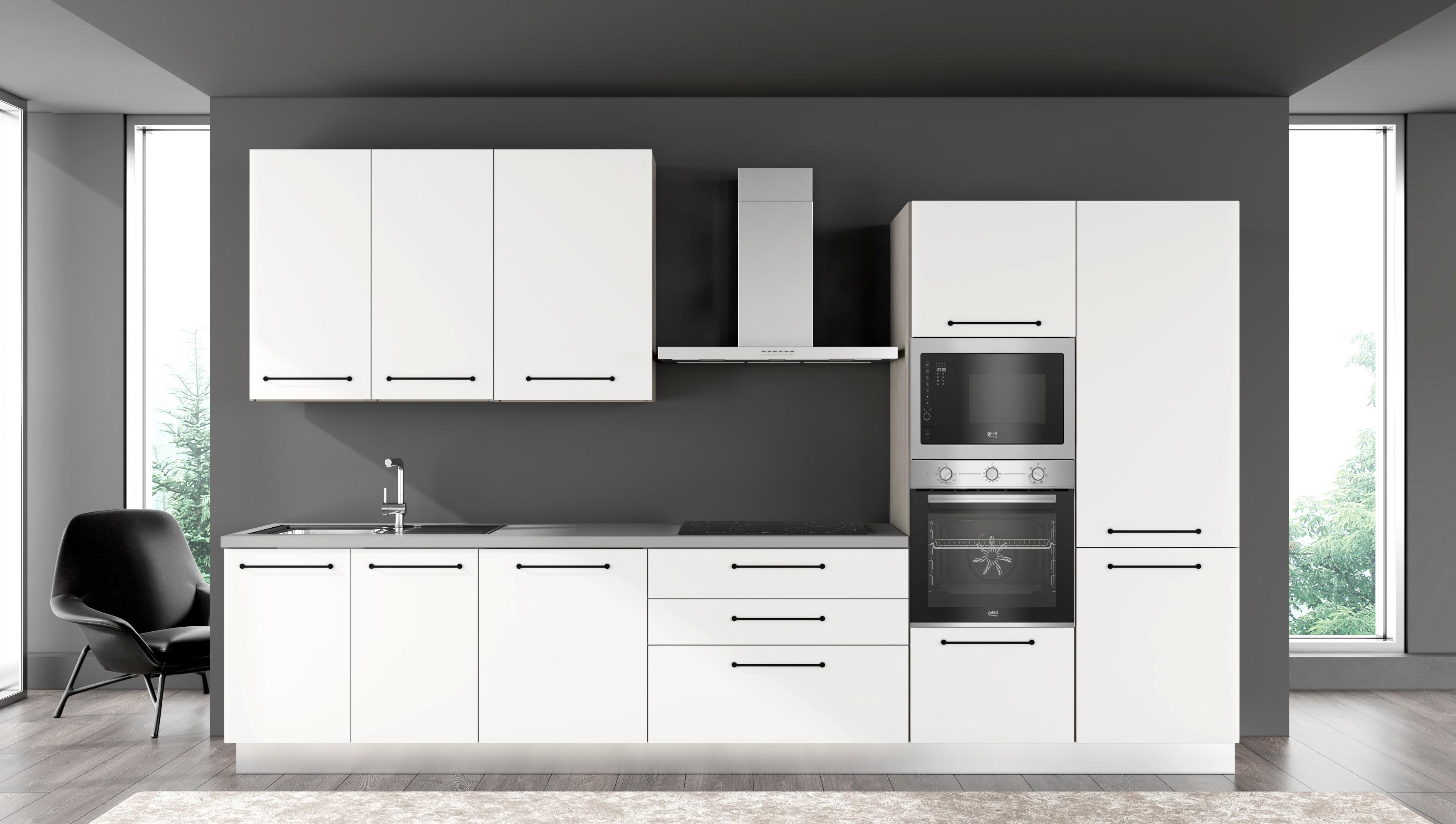 Blok Kuhinja S Aparatima Line 360 - bijela/siva, Konvencionalno, drvo/metal (360/216-240/60cm)