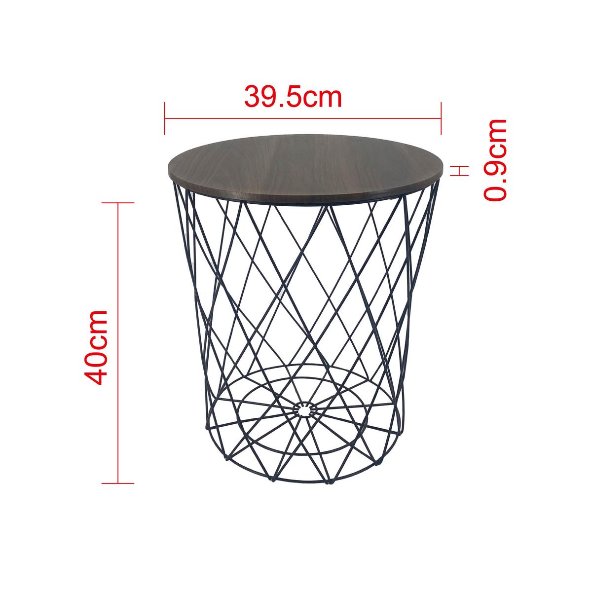 Mizica Tom 2, Črna, Ø 40cm - črna/naravne barve, Moderno, kovina/leseni material (39,5/39,5/40cm)