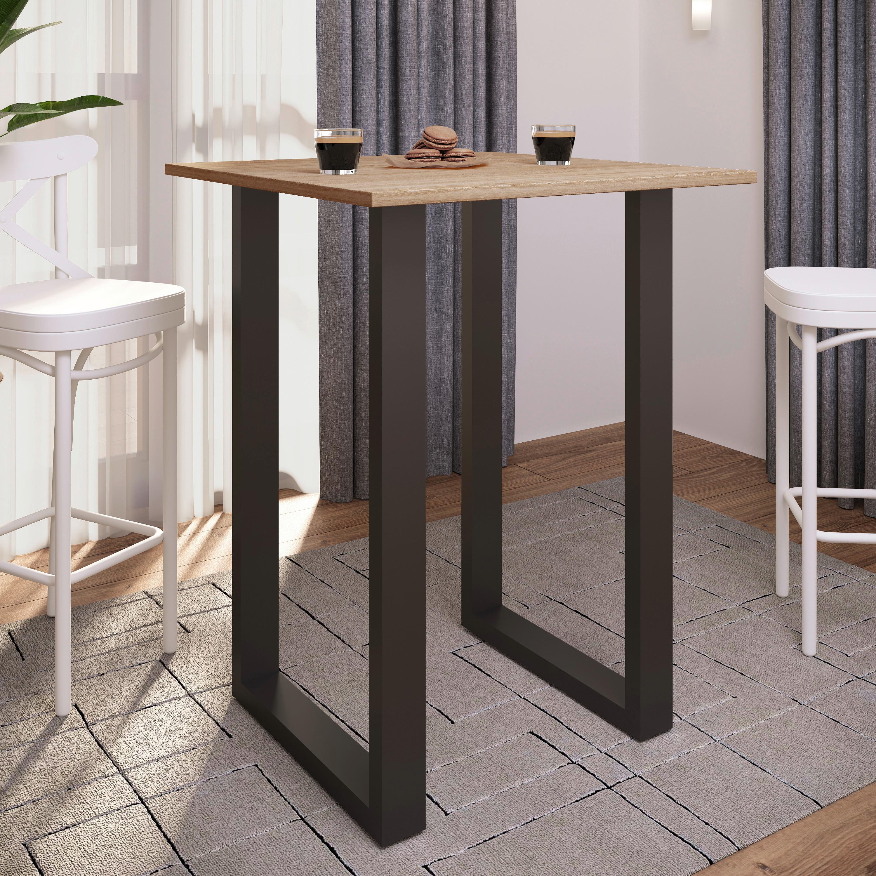 Bartisch Xona ca. 80x102x50 cm Schwarz/Eiche - Eichefarben/Schwarz, KONVENTIONELL, Holzwerkstoff/Metall (80/50/102cm)