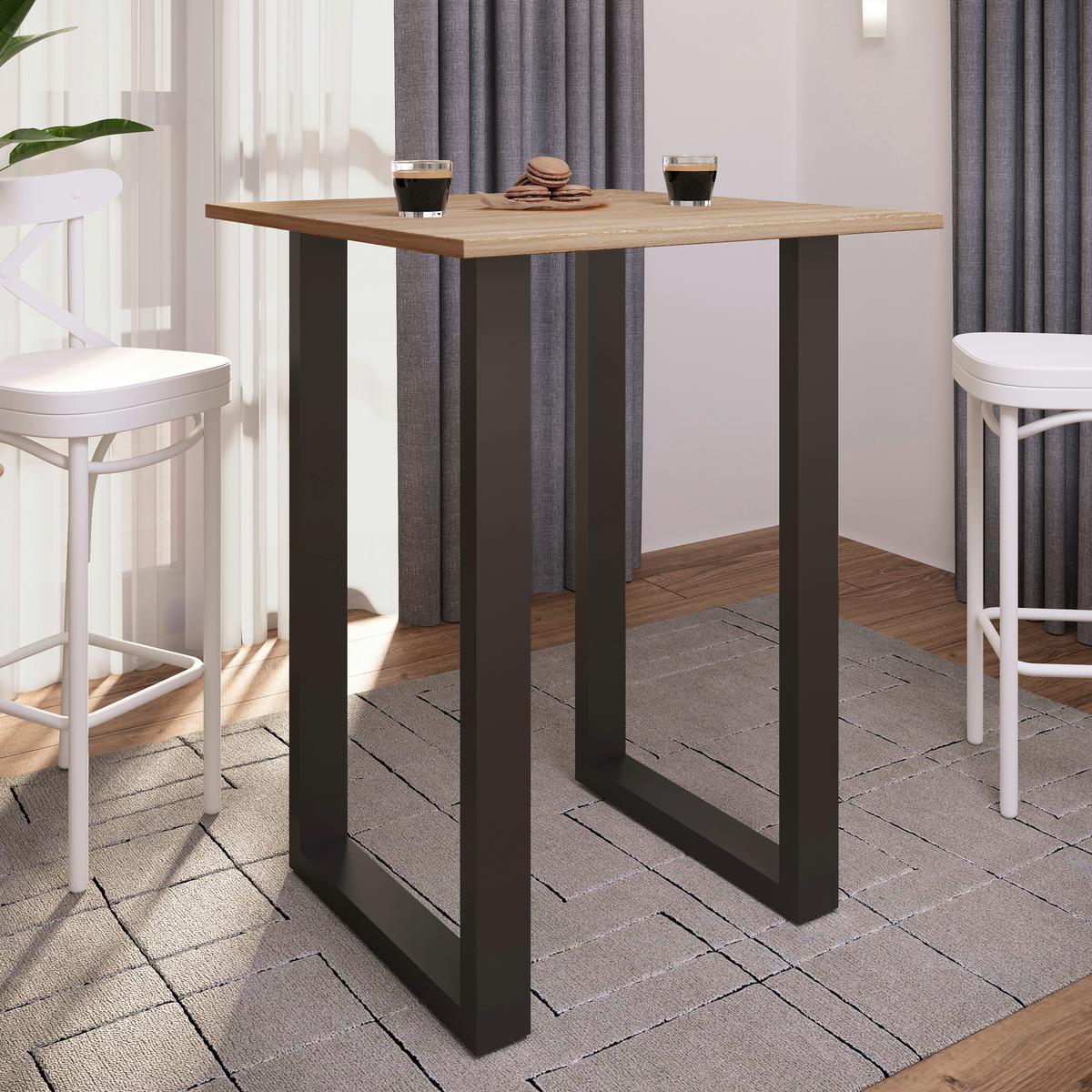 Bartisch Xona ca. 80x102x50 cm Schwarz/Eiche - Eichefarben/Schwarz, KONVENTIONELL, Holzwerkstoff/Metall (80/50/102cm)