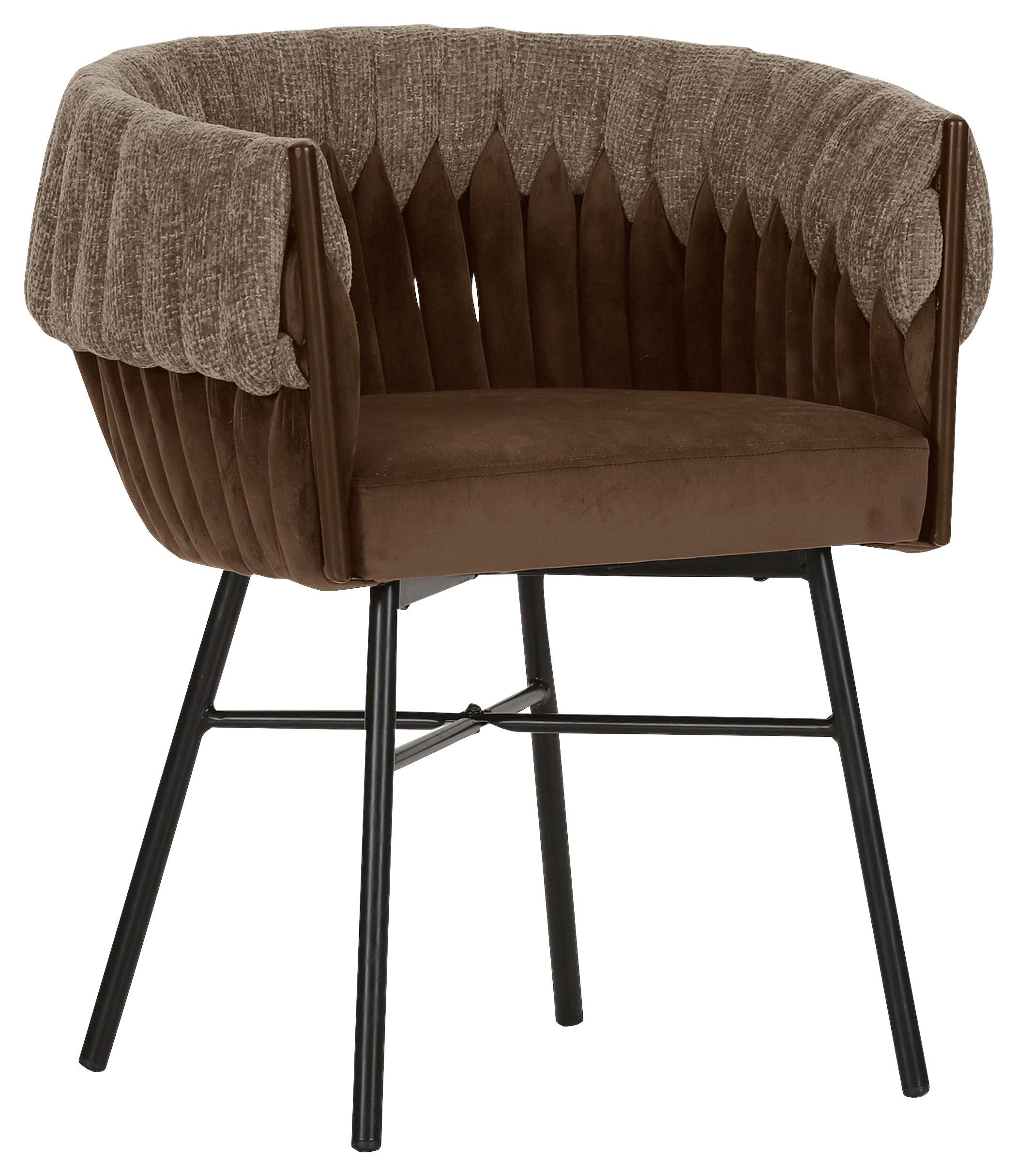 KRZESŁO Z PODŁOKIETNIKAMI TWISTY - czarny/brązowy, Lifestyle, metal/tkanina (65/76/60cm) - Landscape