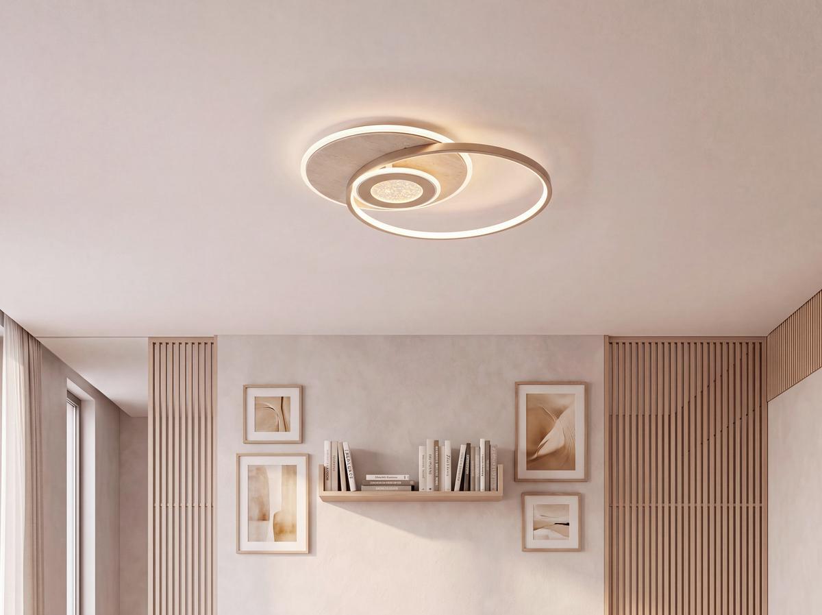 LAMPA SUFITOWA LED TRAVARA *SBN* - kolor piaskowy/szampanowy, Design, kamień/tworzywo sztuczne (54,5/43/8cm) - Novel