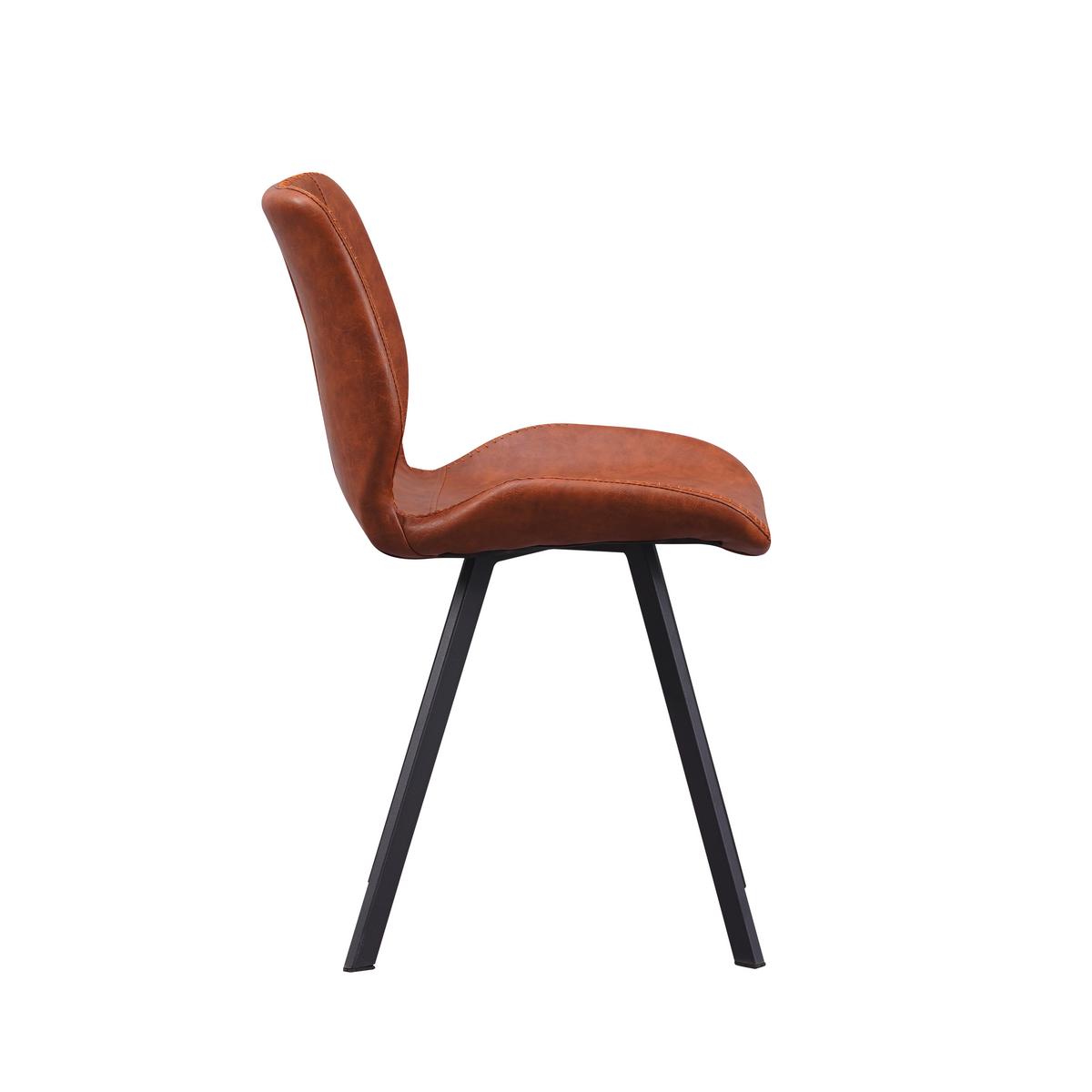 Stuhl-Set Barona 4er-Set Cognac Lederlook - Cognac/Schwarz, MODERN, Textil/Metall (44/80/55cm) - MID.YOU