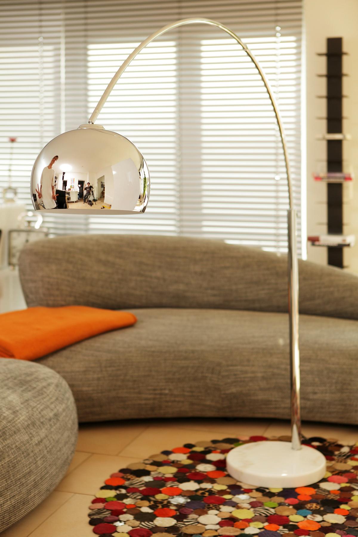 Svetilka V Obliki Loka Bogen - barve kroma/bela, Design, kamen/kovina (155/208/30cm) - P & B