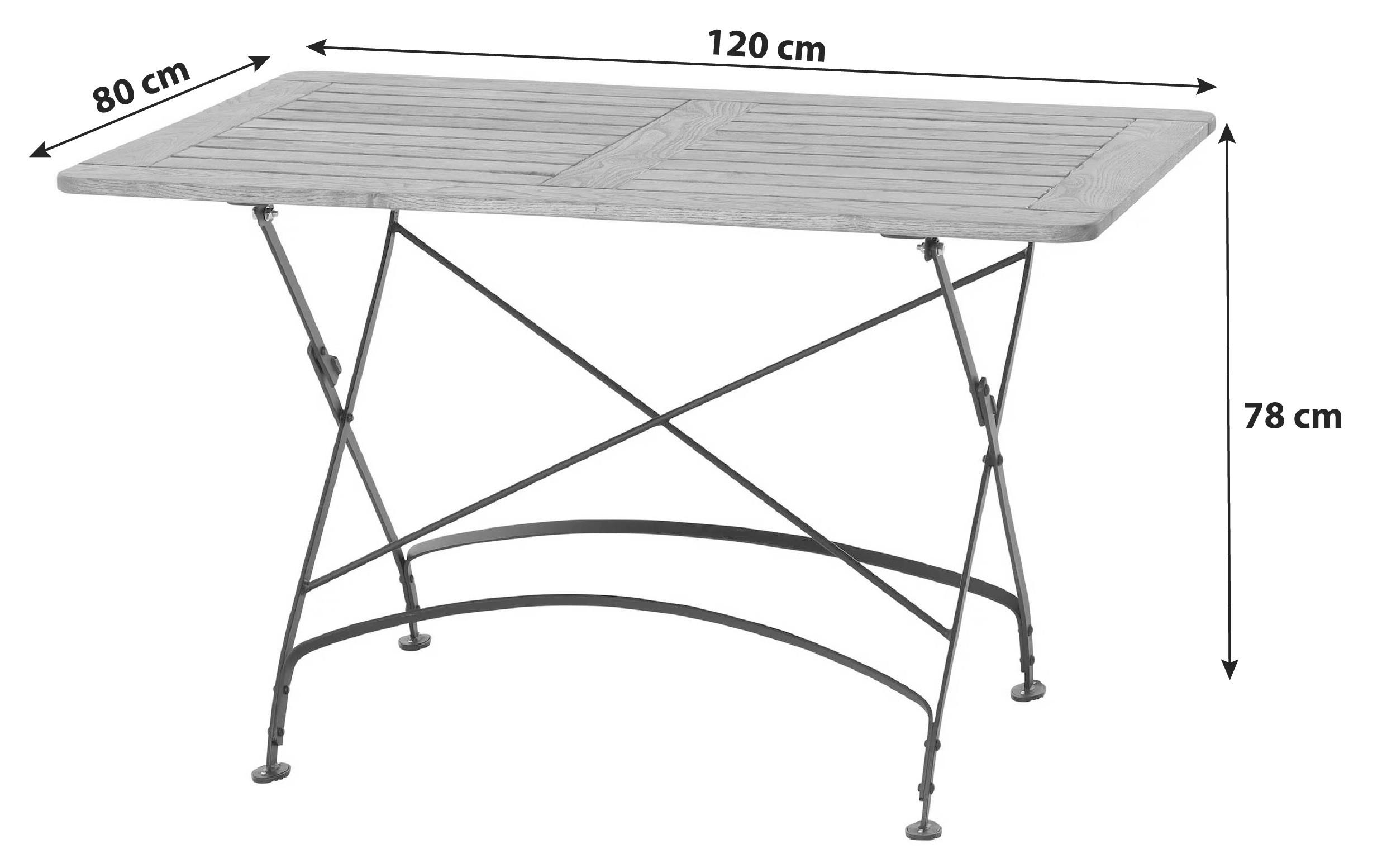 Siena Garden Gartenklapptisch ca.120x80x78cm Robinie - Robinienfarben/Schwarz, KONVENTIONELL, Holz/Metall (120/80/78cm) - Siena Garden