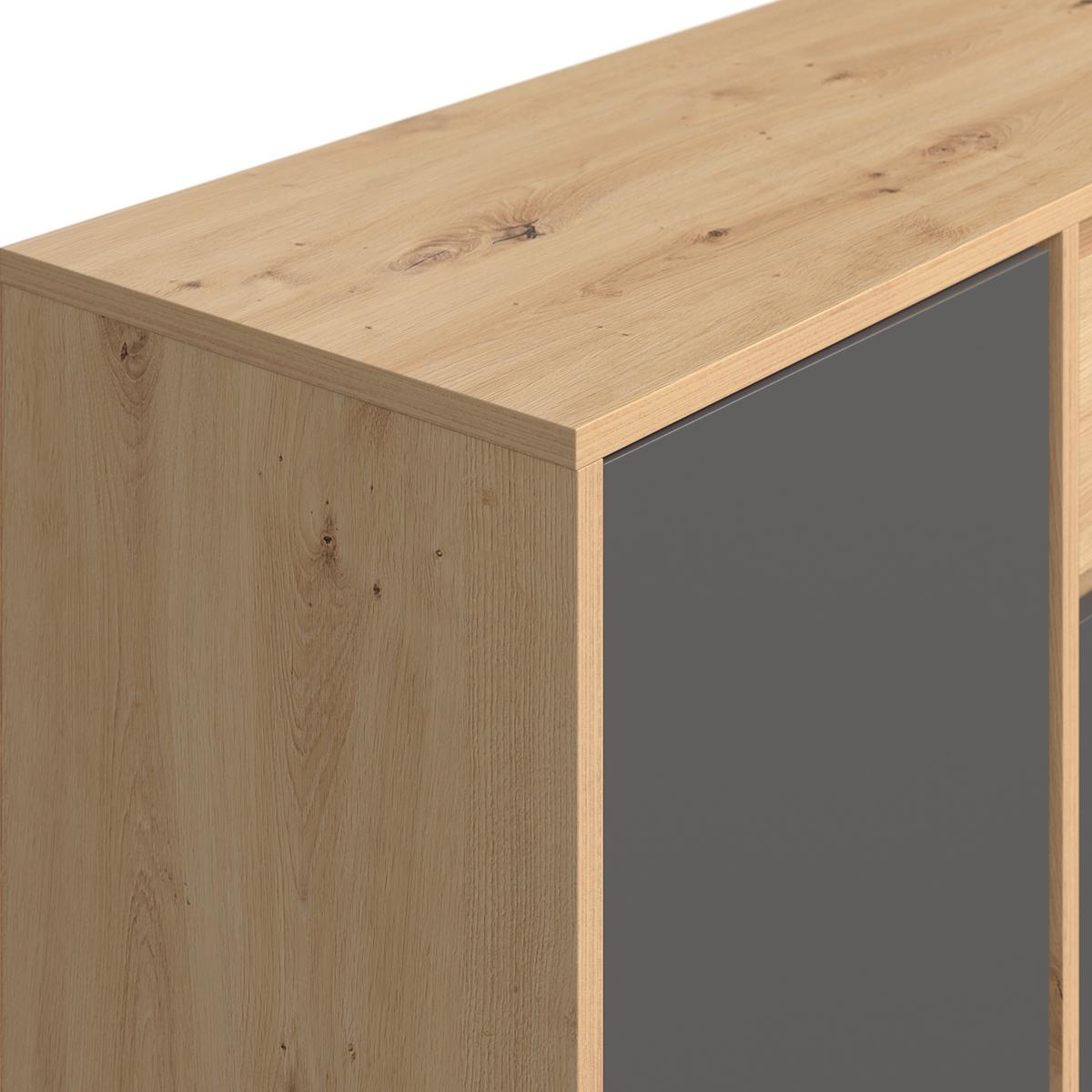 Komoda Caneva - hrast Artisan/crna, Moderno, drvni materijal/plastika (128/86/40,3cm) - Modern Living