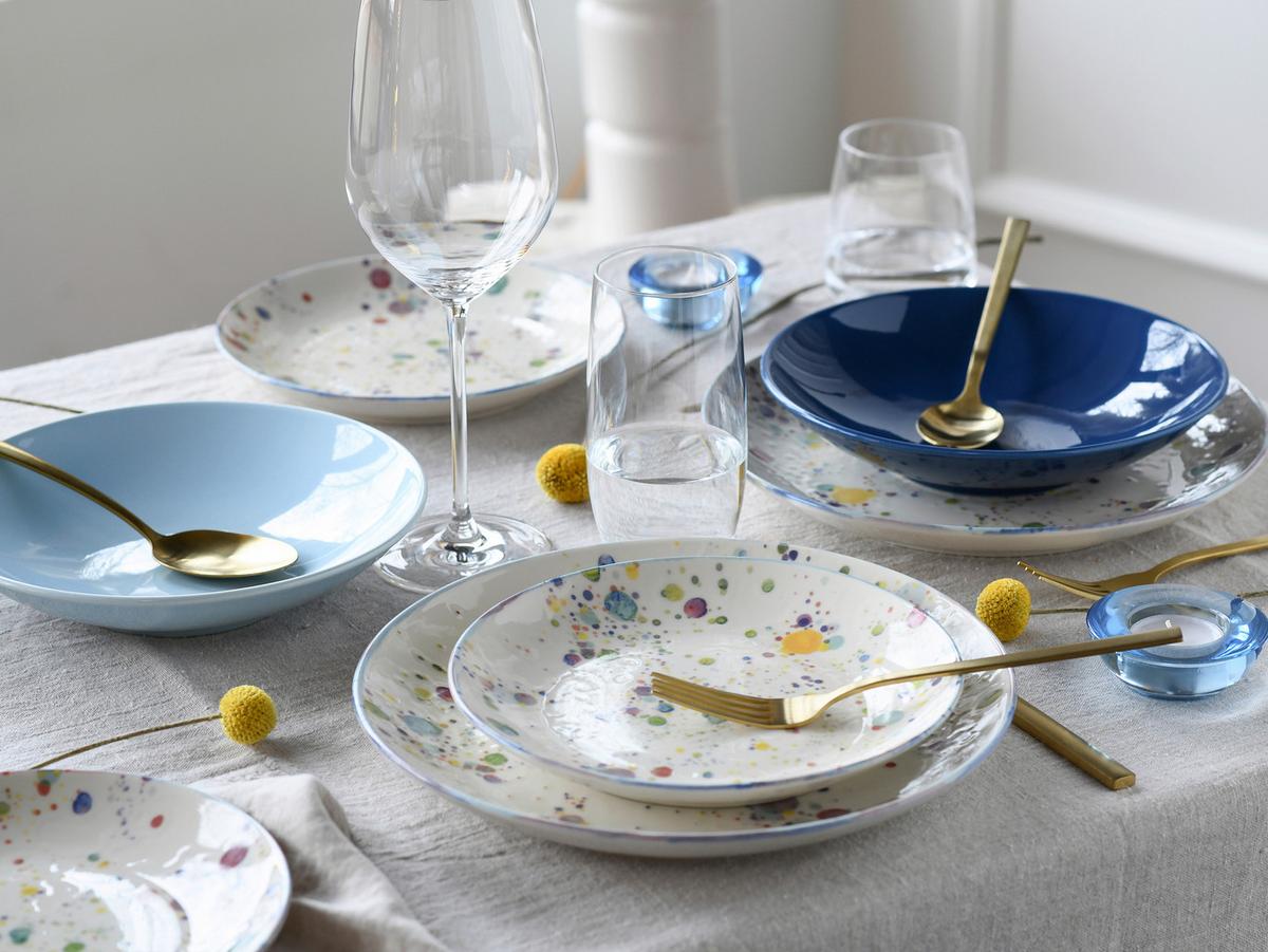 Jedilni Servis Candy Drops Mix, 12-Delni - modra/pastelno modra, Basics, keramika - Creatable