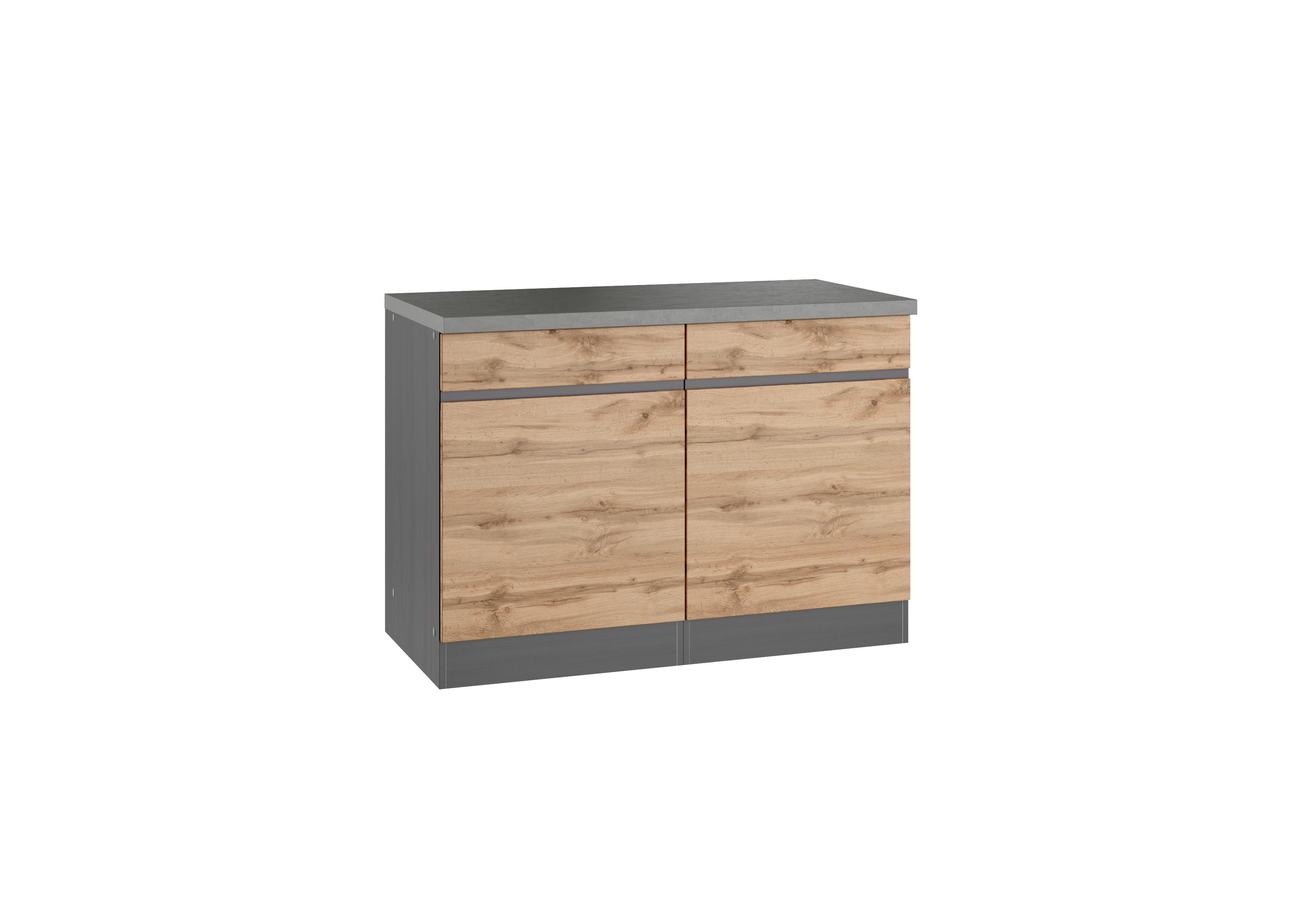 Küchenunterschrank Turin ca. 120x86 cm Graphit/Eiche - Eiche Wotan/Graphitfarben, Design, Holzwerkstoff (120/86/60cm) - Held