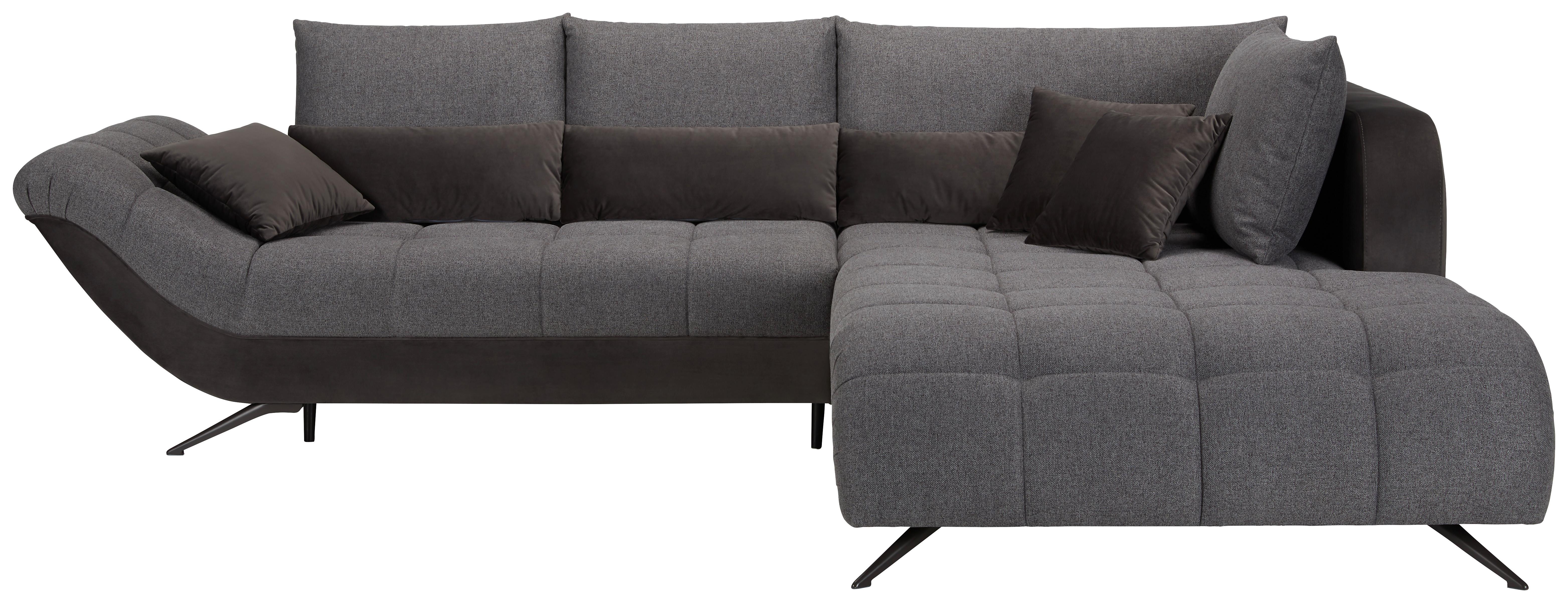 Ecksofa in Anthrazit - Dunkelgrau/Anthrazit, Modern, Textil/Metall (290/84/103cm) - Modern Living