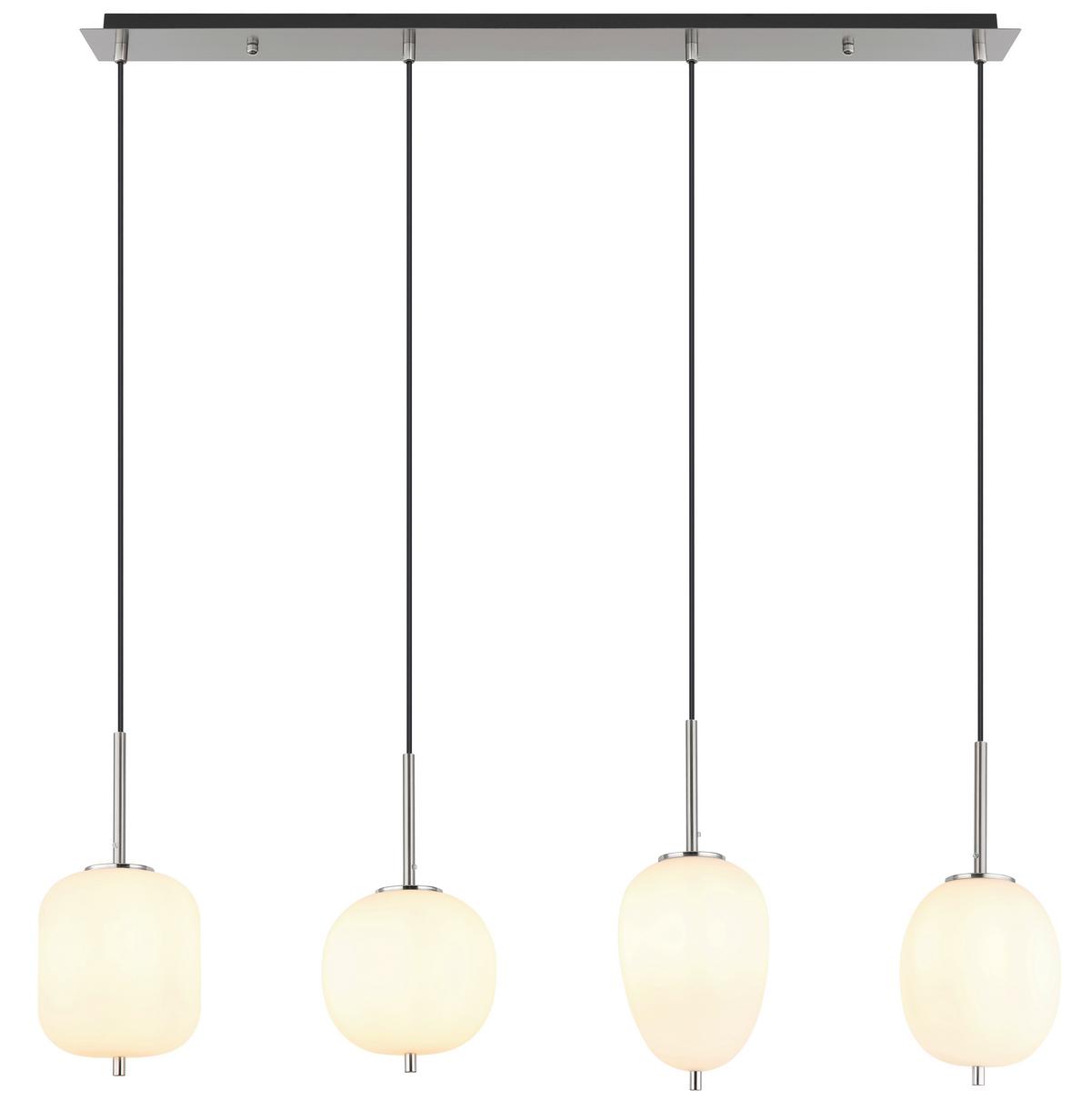 HÄNGELEUCHTE 15345-4NO - Opal/Schwarz, Trend, Glas/Kunststoff (110/18,5/120cm) - Globo