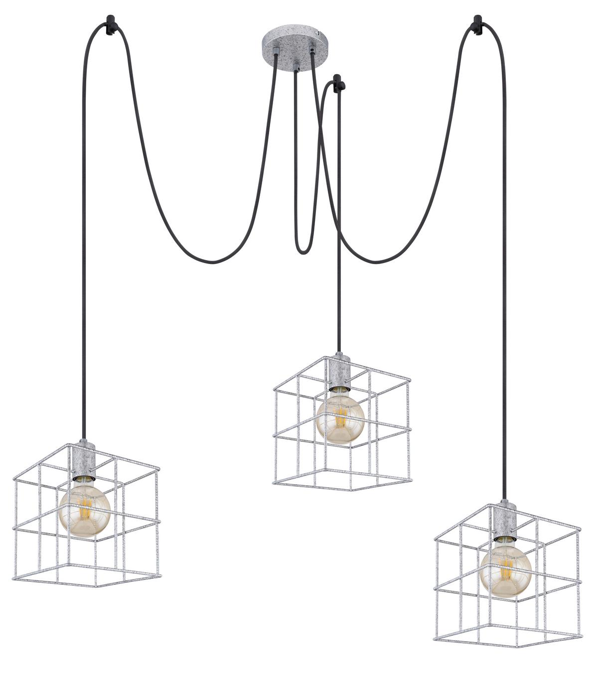 Hängeleuchte Merril Zinkfarben max. 60 Watt - Zinkfarben, Design, Metall (20/300cm) - Globo
