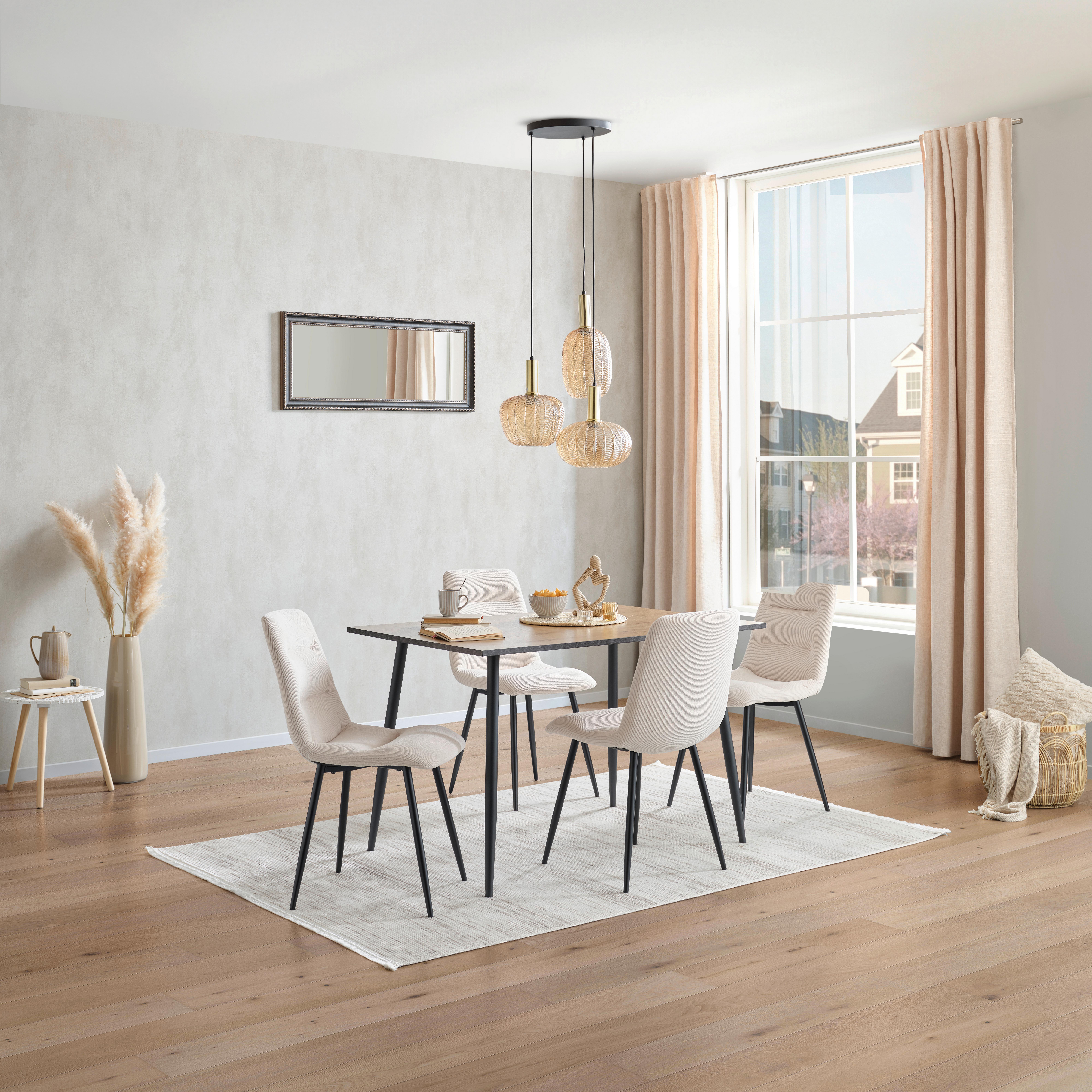 Masa TOM - culoare natur/negru, Konventionell, metal/material pe bază de lemn (120/76/80cm) - Based