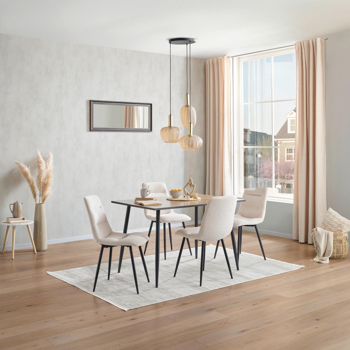 Masa TOM - culoare natur/negru, Konventionell, metal/material pe bază de lemn (120/76/80cm) - Based