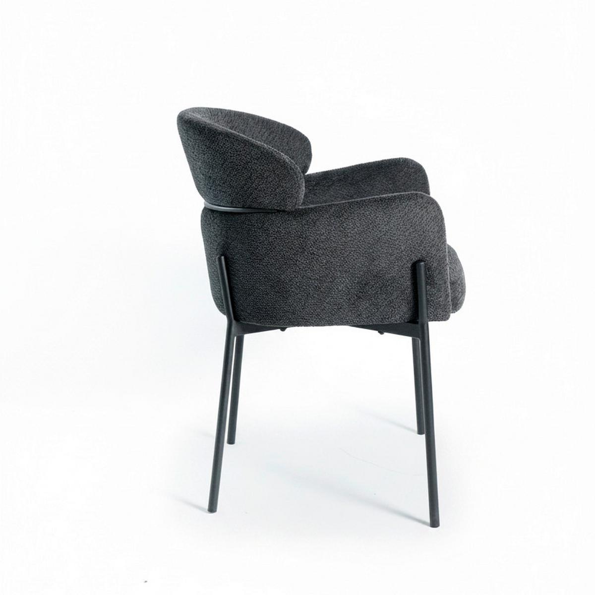 Armlehnstuhl Chloe Schwarz Webstoff Gepolstert - Schwarz, MODERN, Textil/Metall (62/79/59,5cm) - Bessagi Home