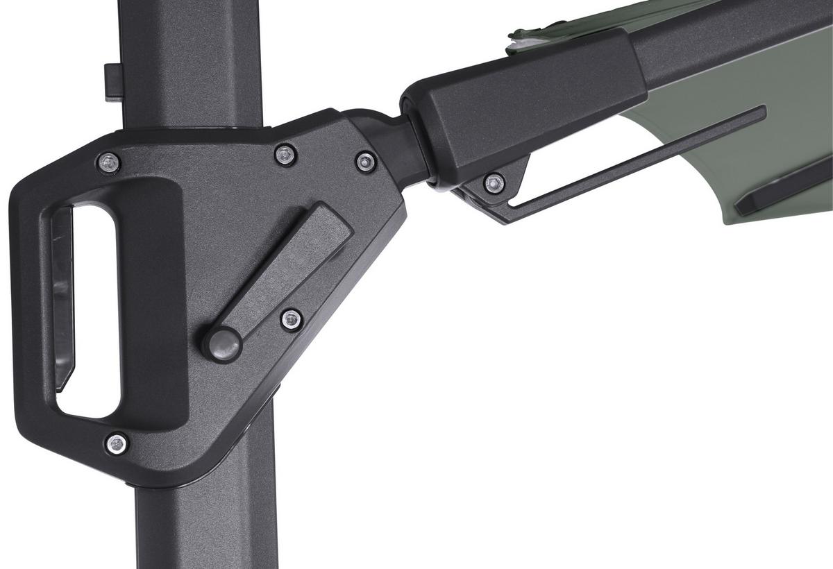 Ampelschirm Sunset N+ Ø 350 H: 252 cm Anthrazit/Olivgrün - Anthrazit/Olivgrün, KONVENTIONELL, Textil/Metall (350/350cm) - Siena Garden