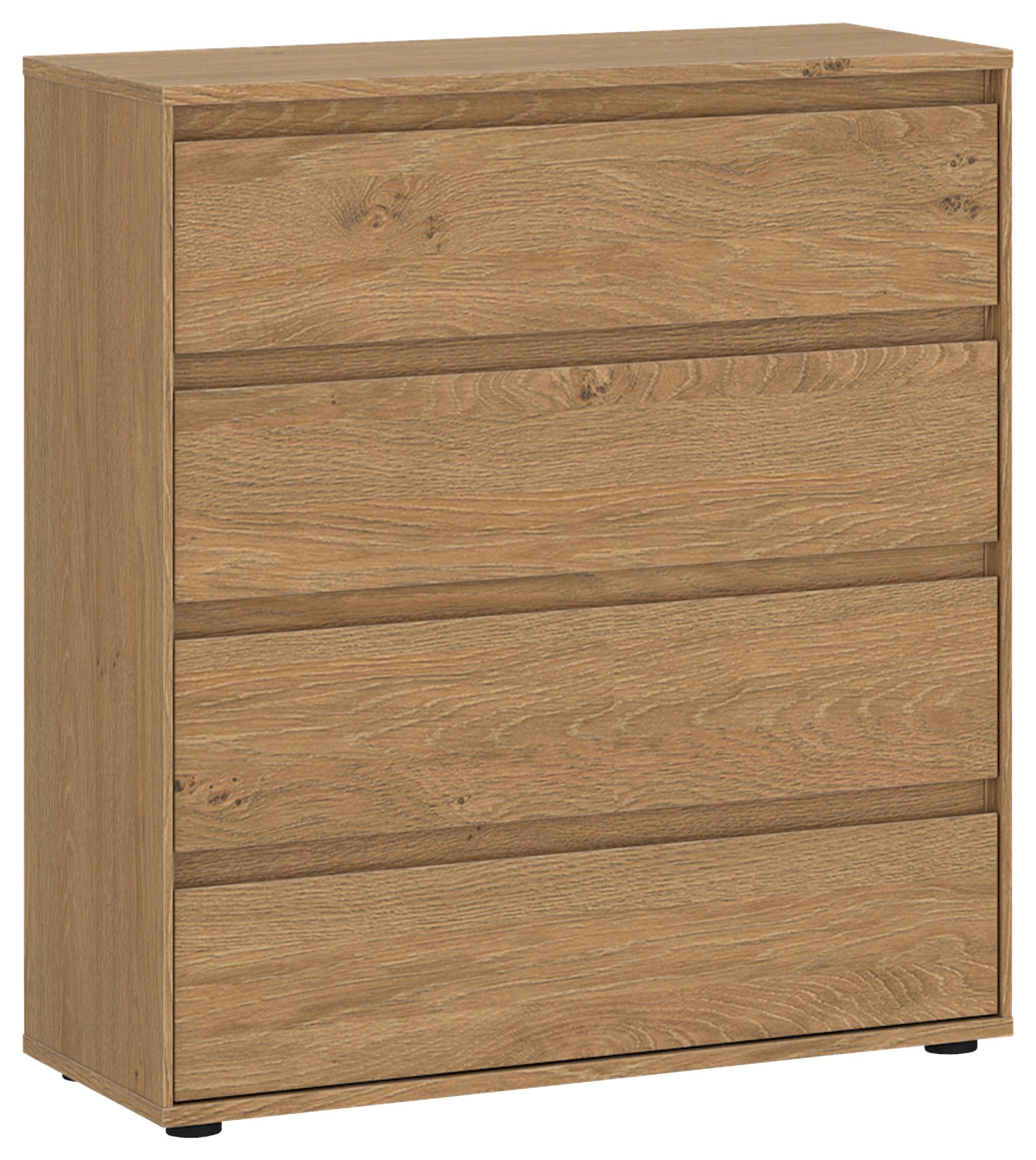 Komoda Calzado - boje hrasta/crna, Moderno, drvni materijal/plastika (75/85/35cm) - Modern Living