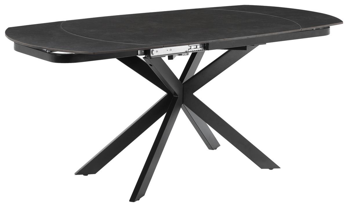 Raztegljiva Miza Senna, Temno Siva, 120-180x90 - siva/črna, Moderno, kamen/kovina (120-180/90/75.5-79cm) - P & B