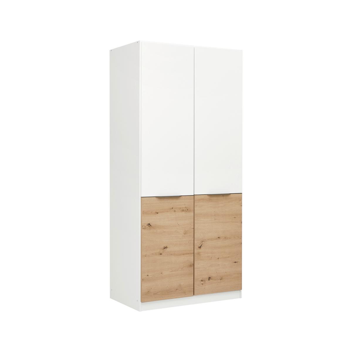 Drehtürenschrank Max Weiss/Eiche Artisan - Weiss/Eiche Artisan, Konventionell, Holzwerkstoff/Kunststoff (91/197/54cm) - Mömax