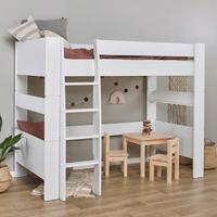 Hochbett PURE Weiß ca. 90x200 cm - Naturfarben/Weiß, MODERN, Holz/Holzwerkstoff (90/200cm) - MID.YOU