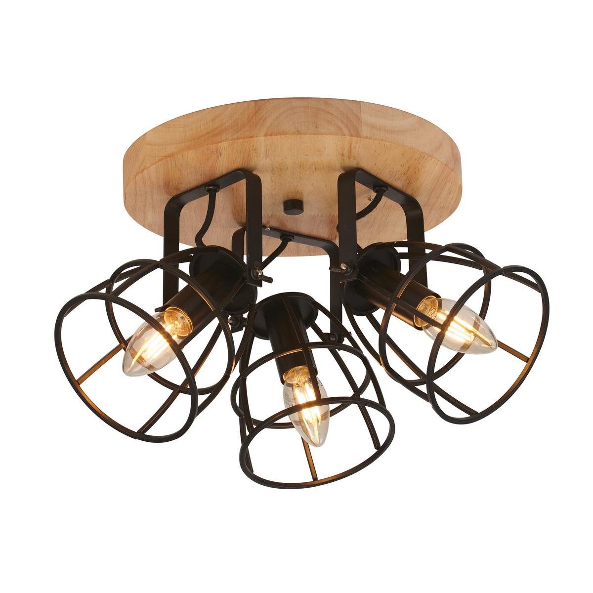 Mennyezeti Lámpa Vision 3lt 81698-3bk - fekete, Basics, fa/fém (38/17cm)