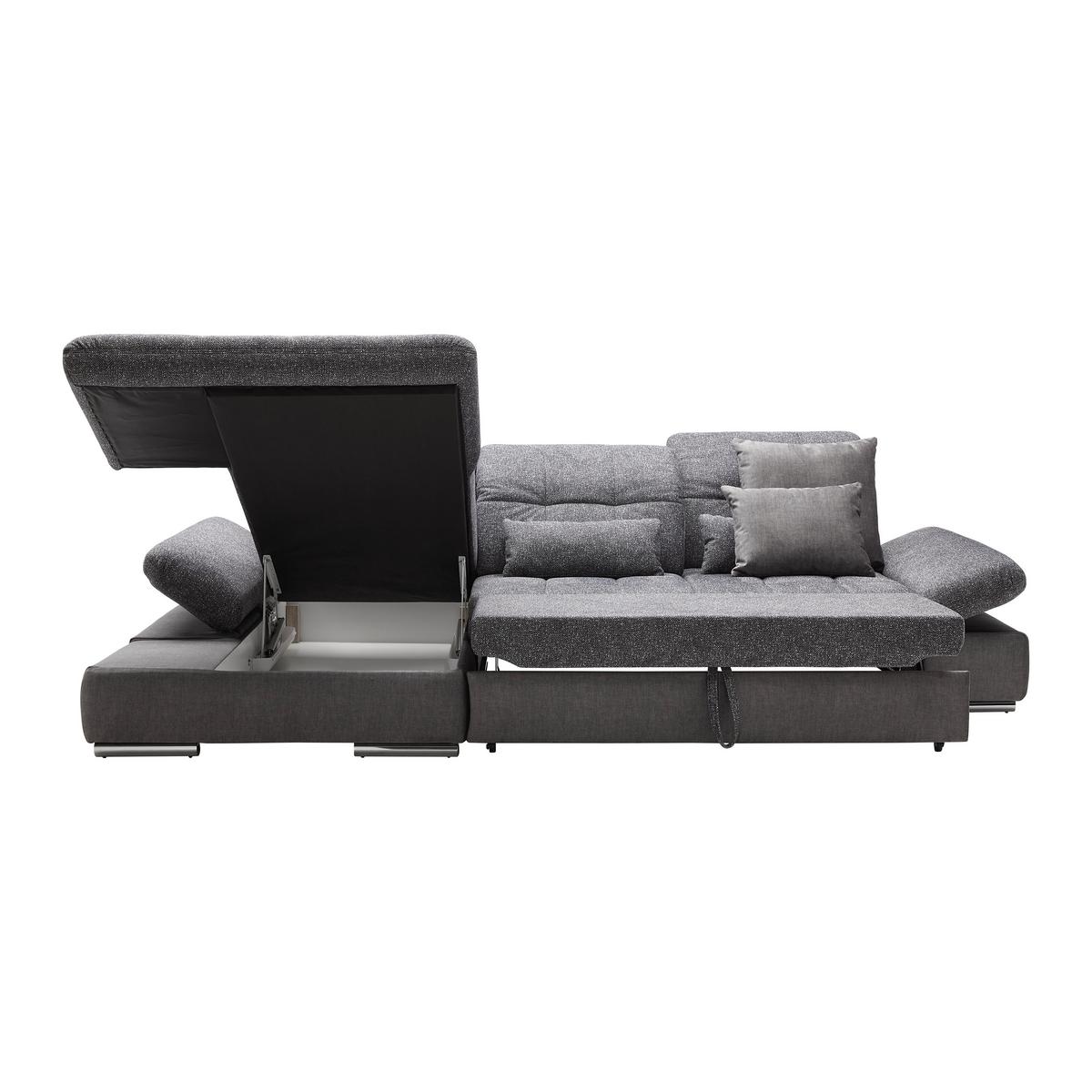 Wohnlandschaft Sanfino Graphitfarben/Grau - Chromfarben/Graphitfarben, KONVENTIONELL, Holz/Textil (199/79-96/305cm) - Premium Living