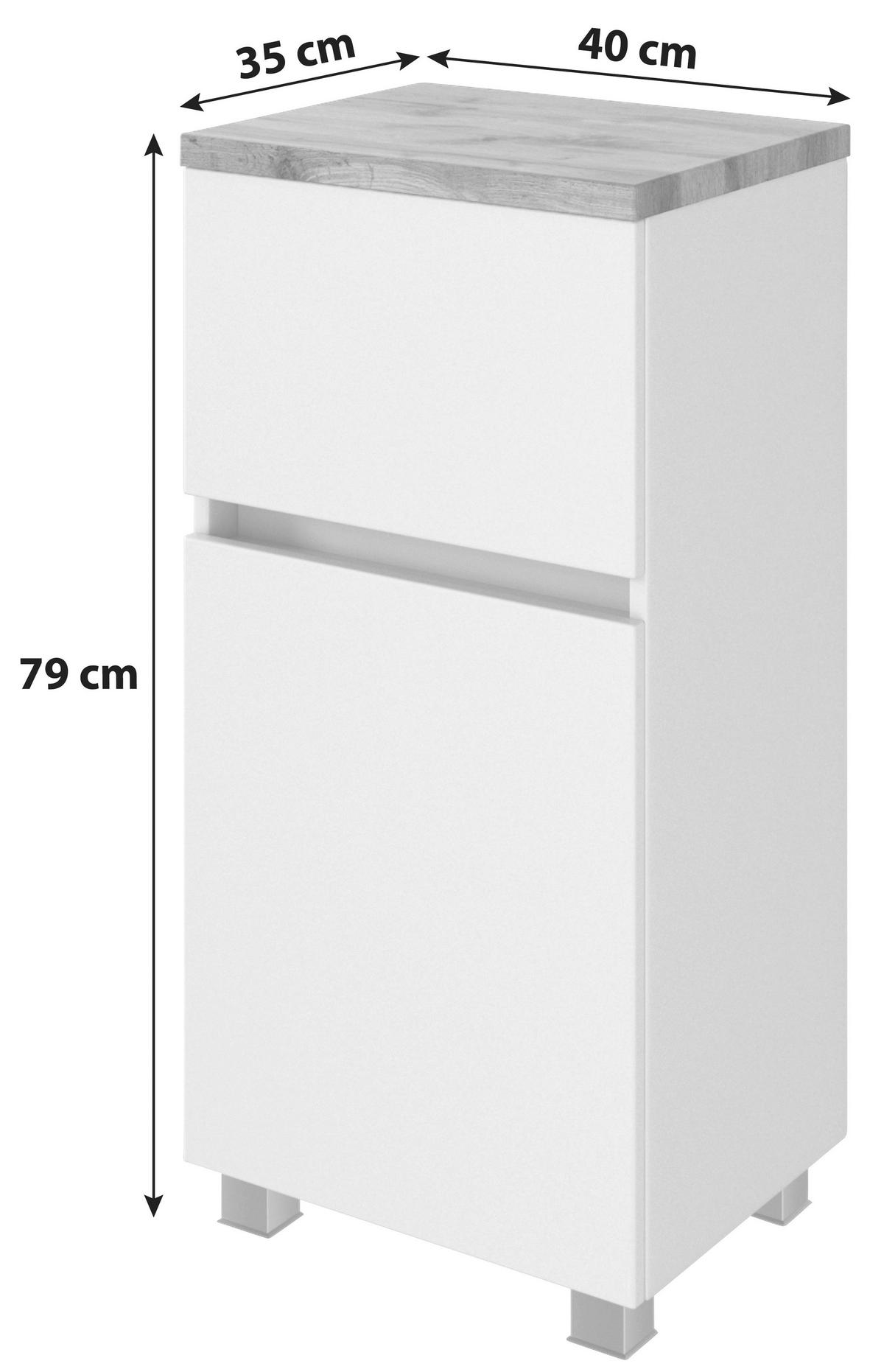 Unterschrank in Weiss 'Pienza' - Eichefarben/Silberfarben, Basics, Holzwerkstoff/Kunststoff (40/79/35cm) - Held