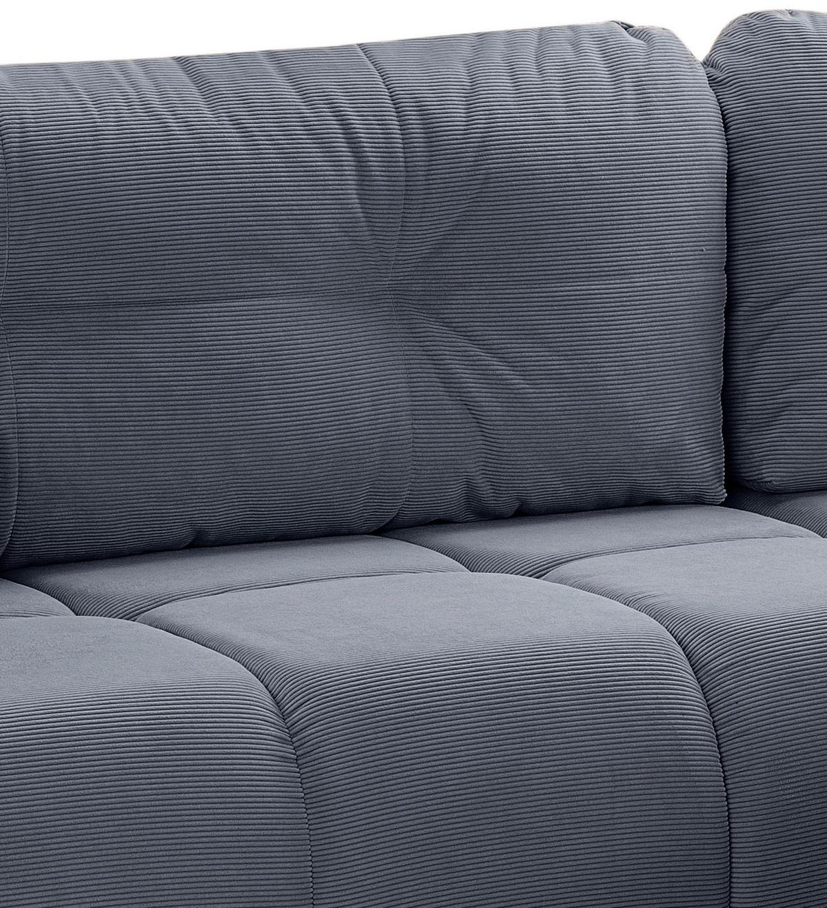 Ecksofa Sancho Long Blaugrau - Blaugrau/Schwarz, Basics, Holz/Kunststoff (255/155cm) - MID.YOU