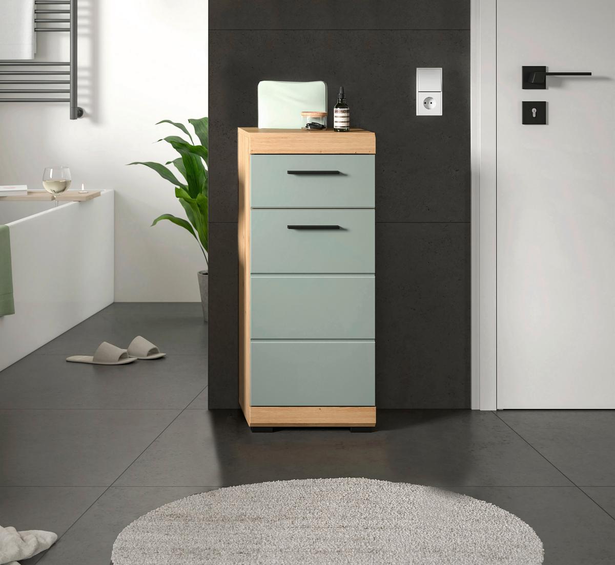 Midischrank Scout ca. 37x88x31 cm Salbeigrün - Salbeigrün/Schwarz, MODERN, Holzwerkstoff/Kunststoff (37/88/31cm) - MID.YOU